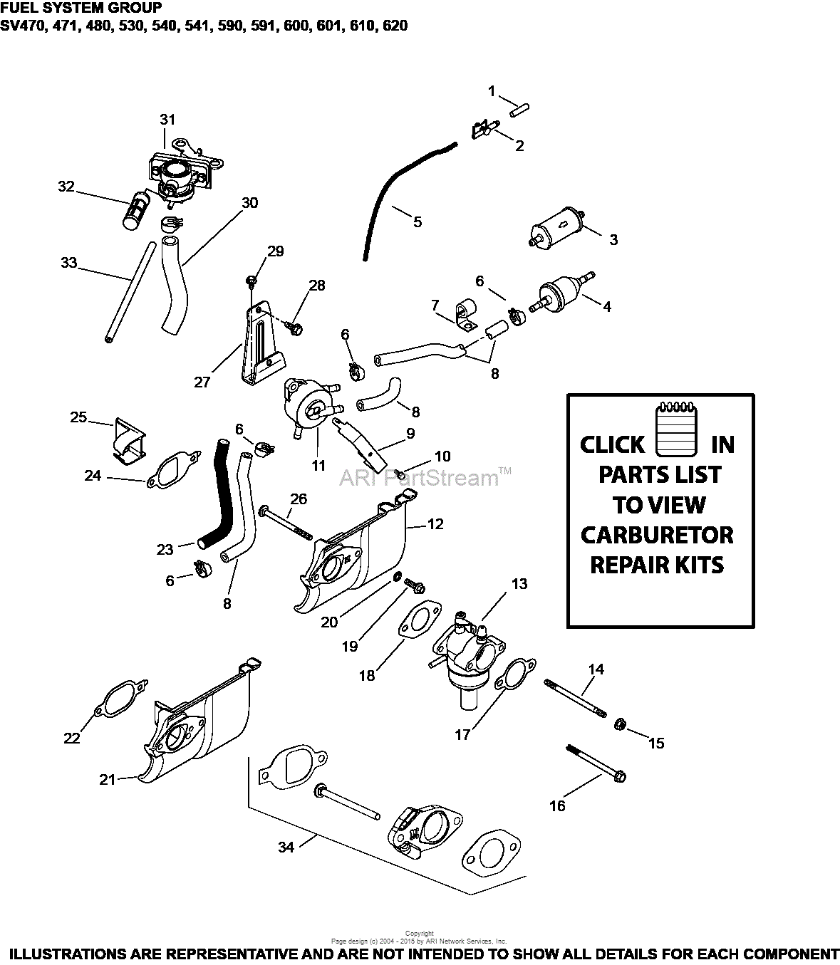 Kohler SV591-3210 HUSQVARNA 19 HP (14.2 kW) Parts Diagram for Fuel