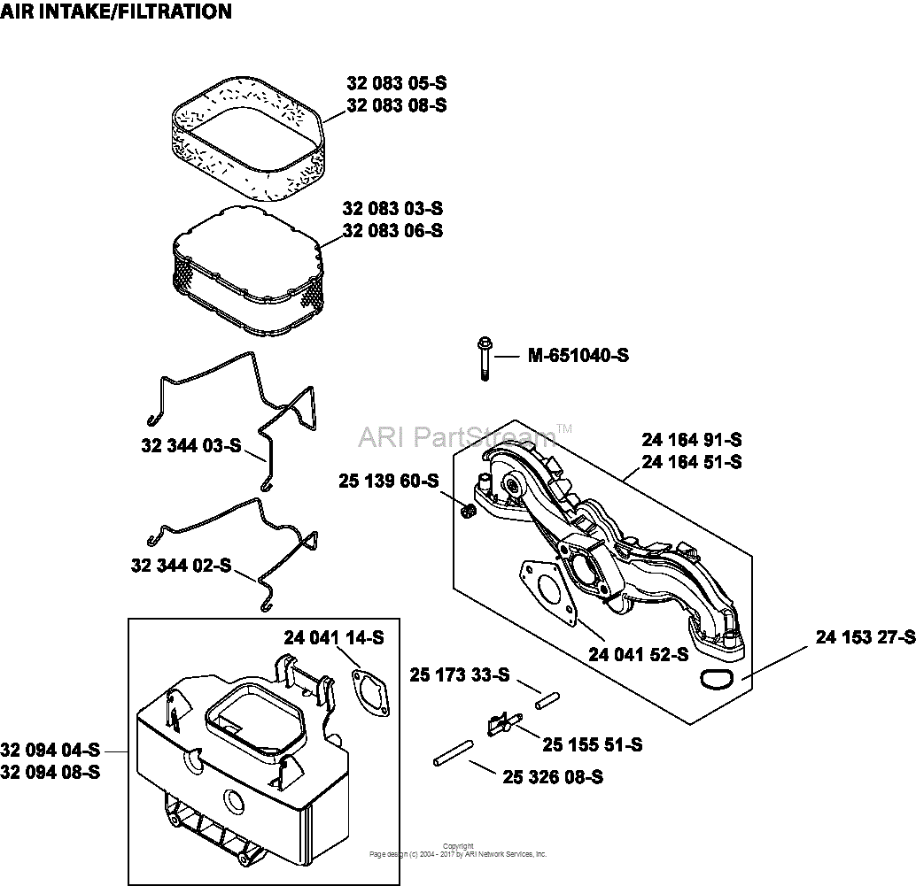 Kohler SV7353017 HOP 26 HP (19.4 kW) Parts Diagram for Air Intake