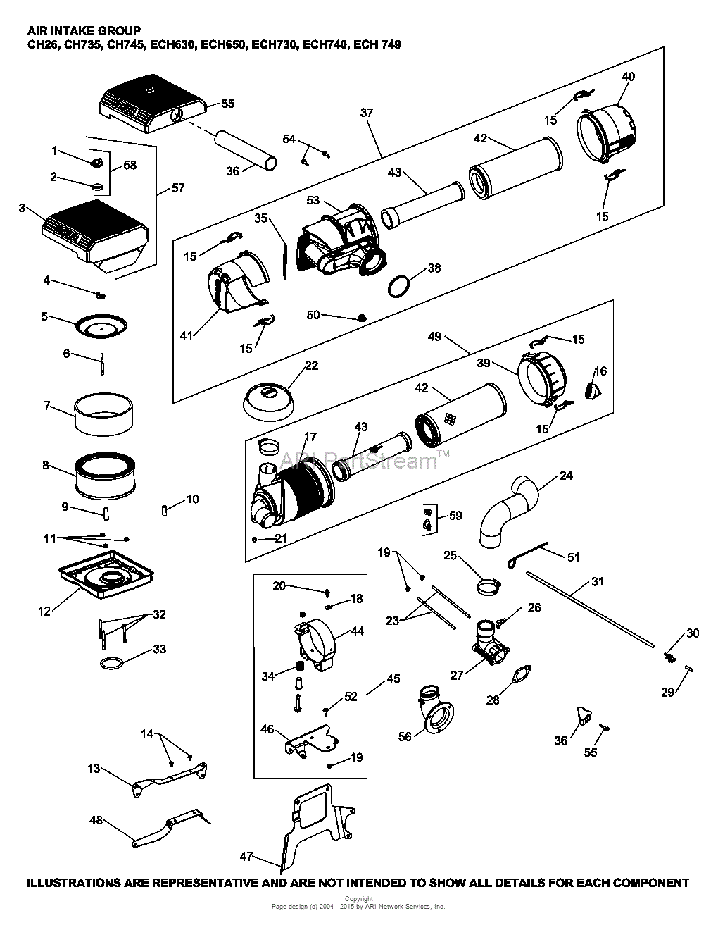 Kohler ECH7493109 MEDARTGATOR TAIL 29 HP (21.62 kw) Parts Diagram for