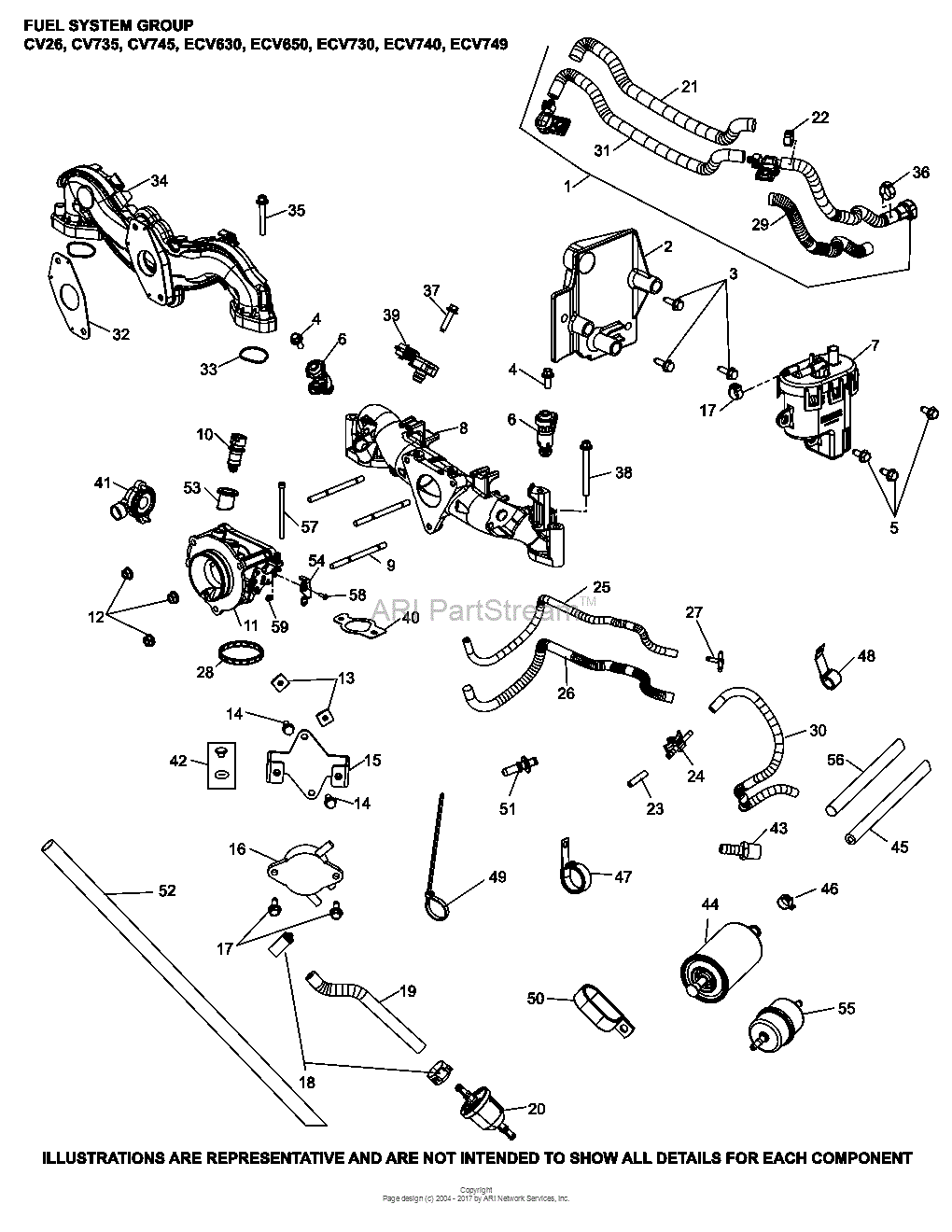 Kohler ECV730-3041 LOMBARDINI 25 HP (18.61 kw) Parts Diagram for Fuel ...