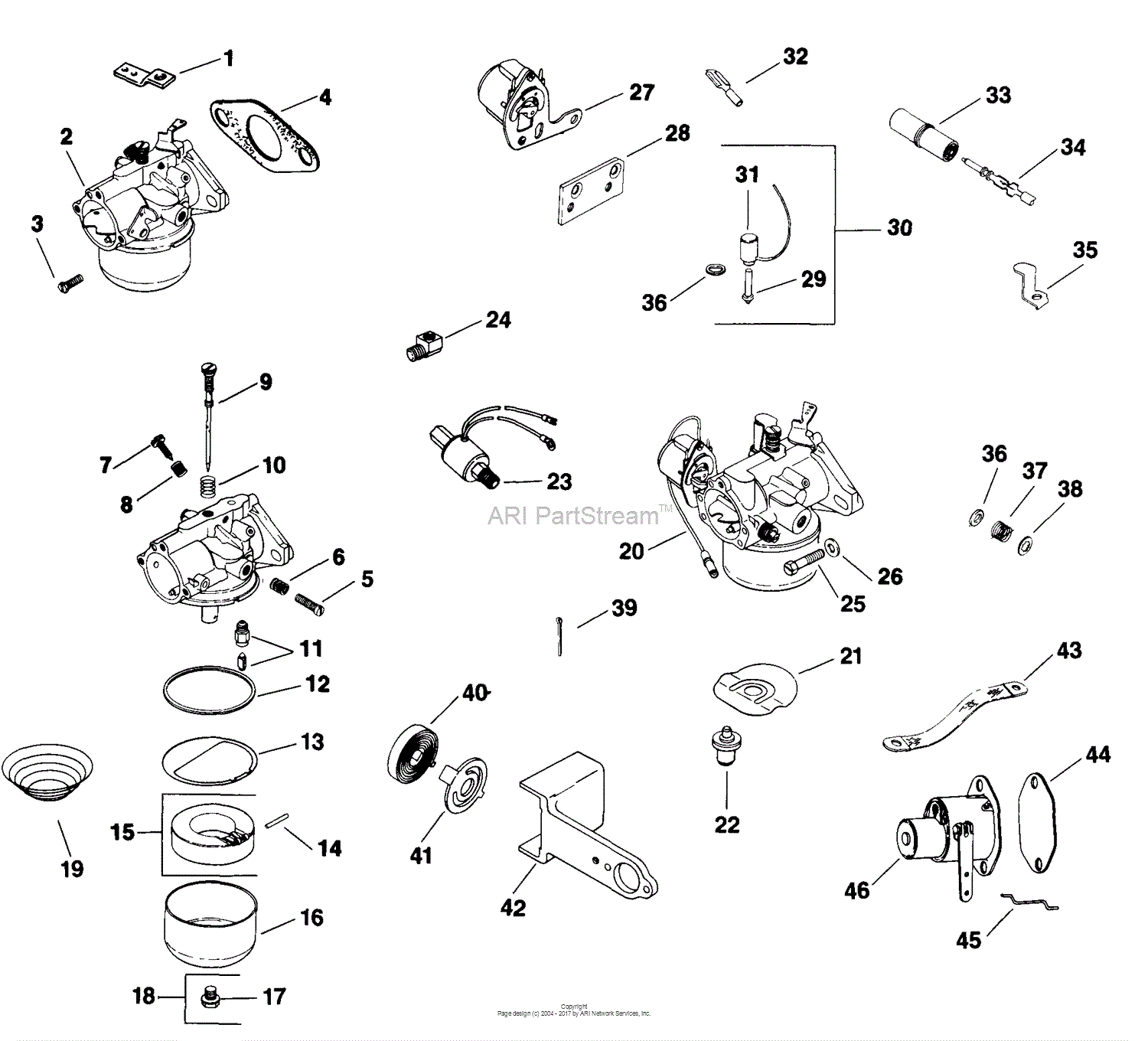 Kohler K18130652 BASIC 8 HP (6 kW) SPECS 3010030848 Parts Diagram for Carburetor TP2045B