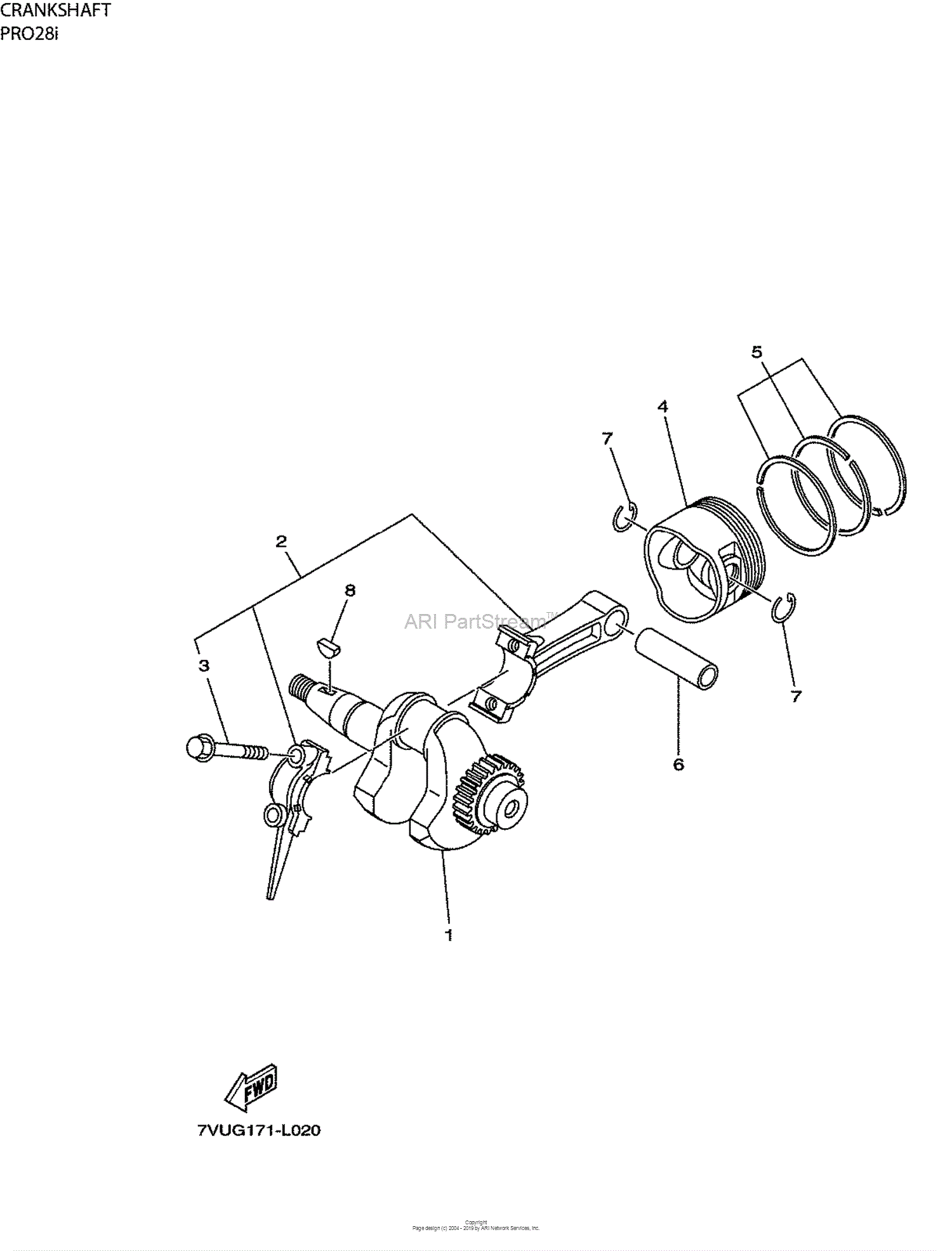 Kohler CH23-76513 23 HP (17.2 KW) Parts Diagram for Crankshaft