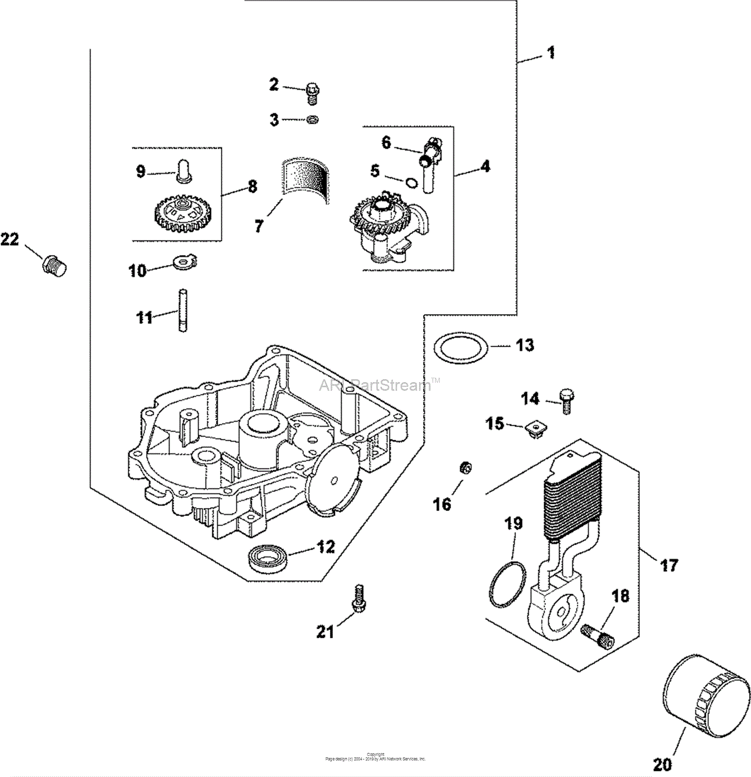 Kohler CV730-0050 ARIENS 23.5 HP (17.5 kW) Parts Diagram for Oil Pan ...