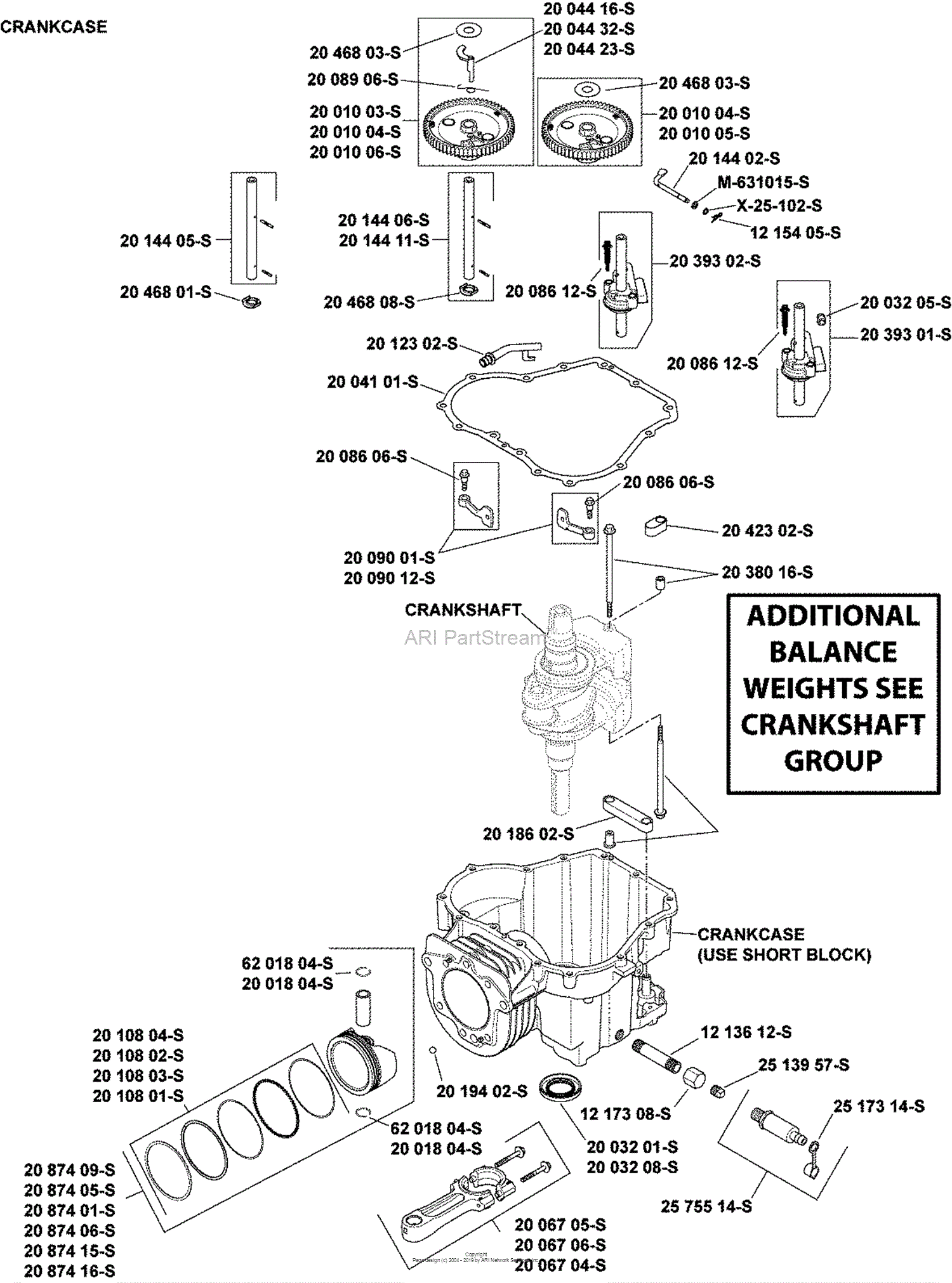 Kohler SV620-3215 MTD 22 HP (16.4 kW) Parts Diagram for Crankcase Group
