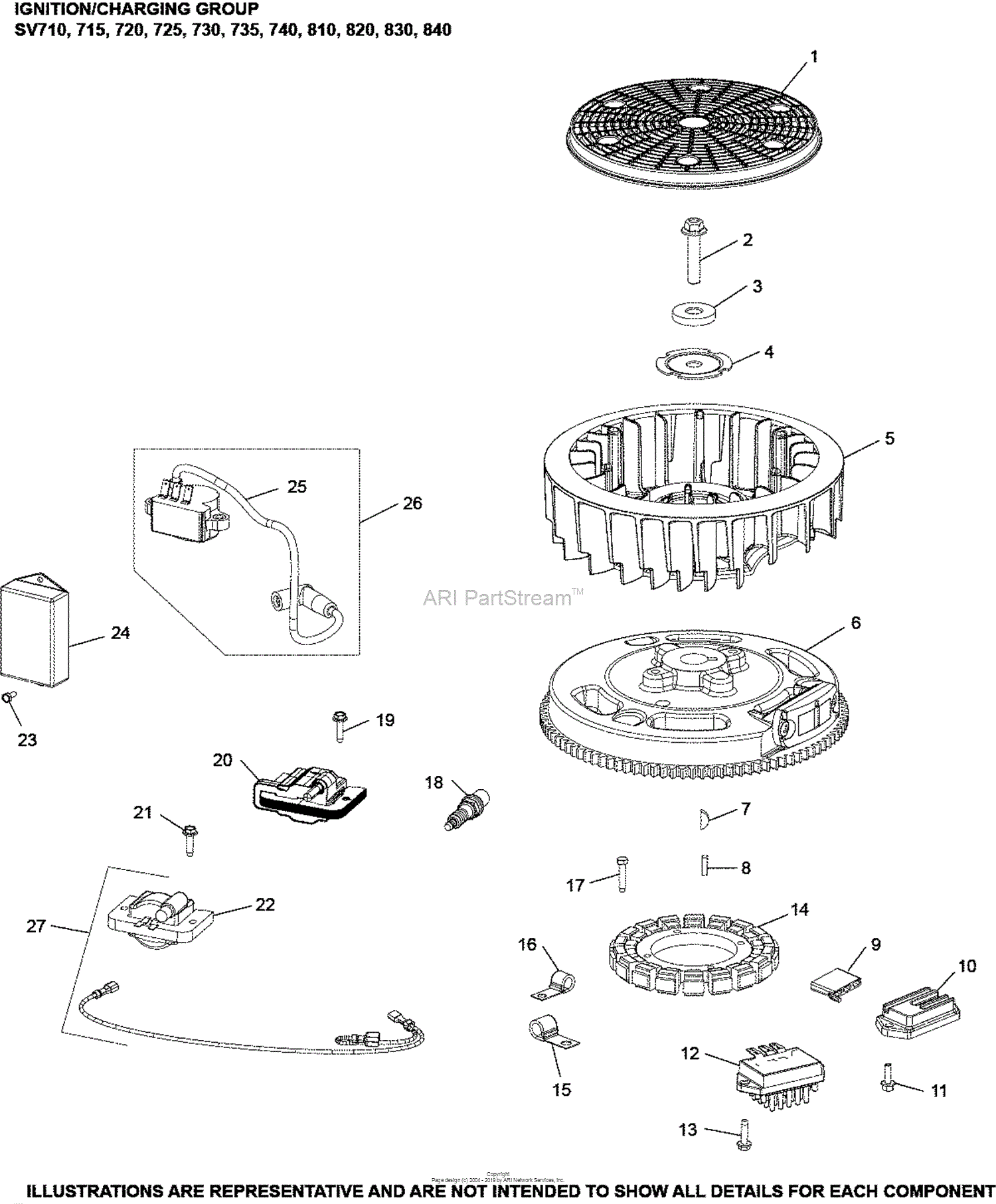 Kohler Sv725-3027 Husqvarna 24 Hp (17.9 Kw) Parts Diagram For Ignition 