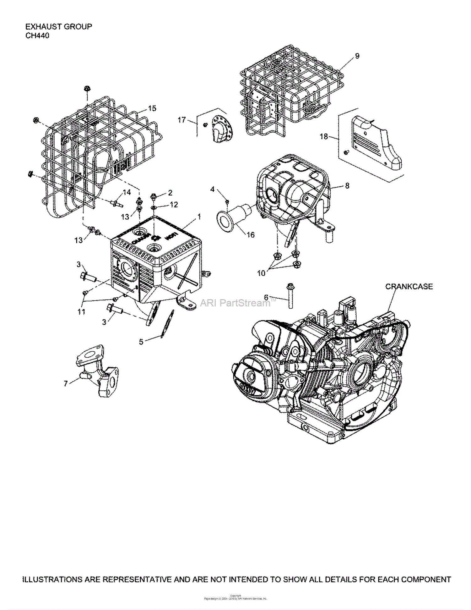 Kohler Ch440 3031 Basic Gross Power 3600 Rpm 14 Hp 105 Kw Parts Diagram For Exhaust Group 3538