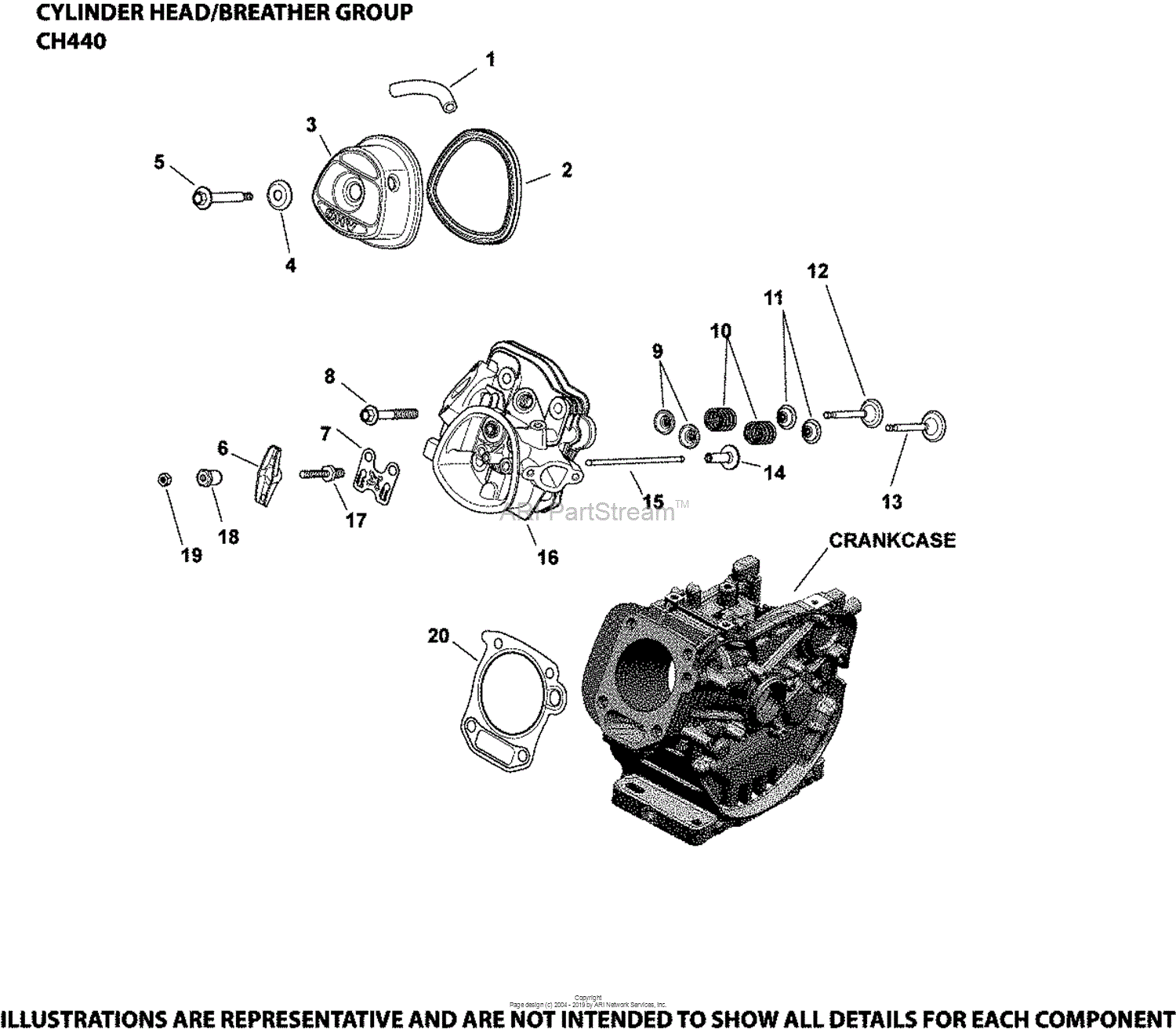 Kohler Ch440 3149 Basic Gross Power 3600 Rpm 14 Hp 105 Kw Parts Diagram For Cylinder Head 8744