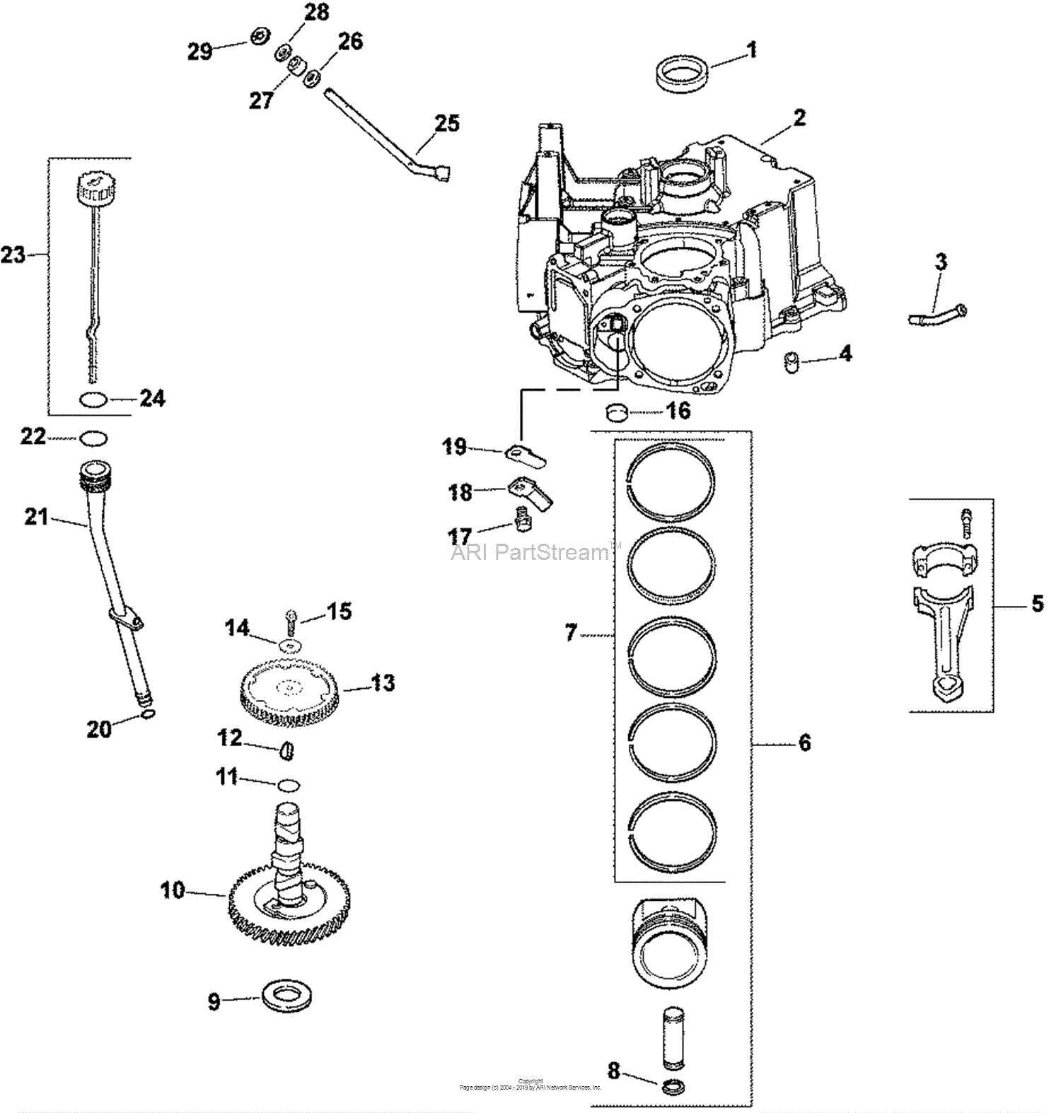 Kohler LV675-851512 TEXTRON 23 HP (17.2 kW) Parts Diagram for Crankcase ...