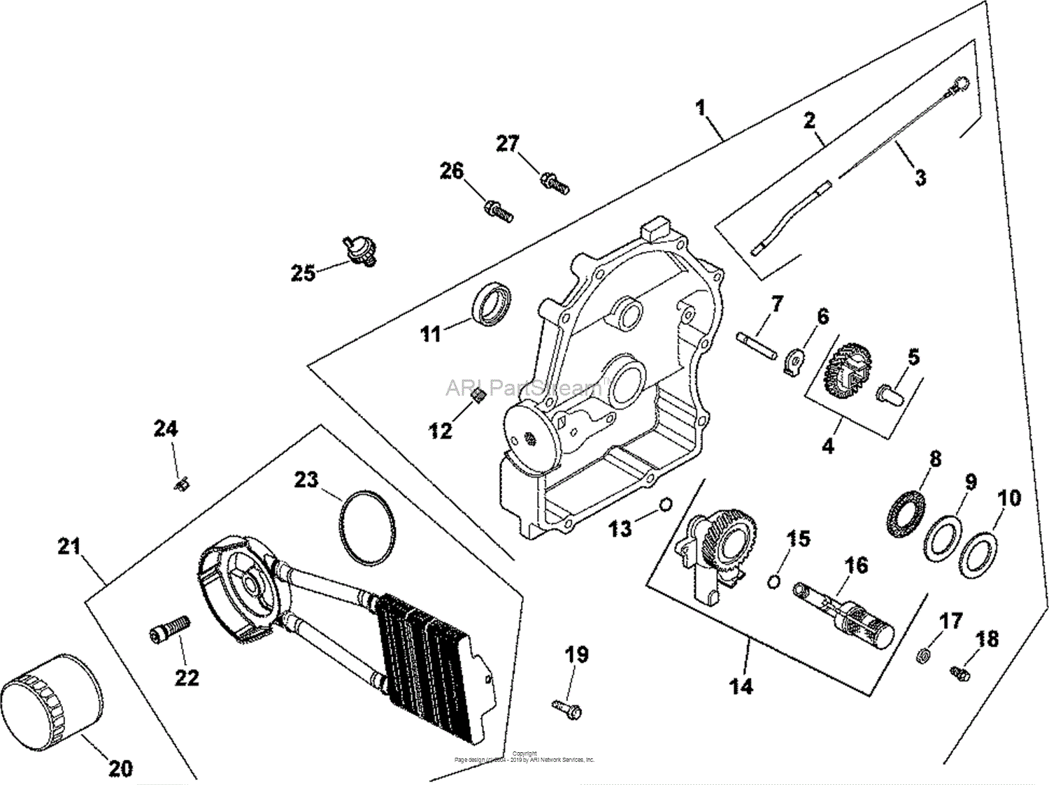 Kohler CH7400089 KOHLER DE MEXICO 25 HP (18.6 kW) Parts Diagram for Lubrication Group 324382