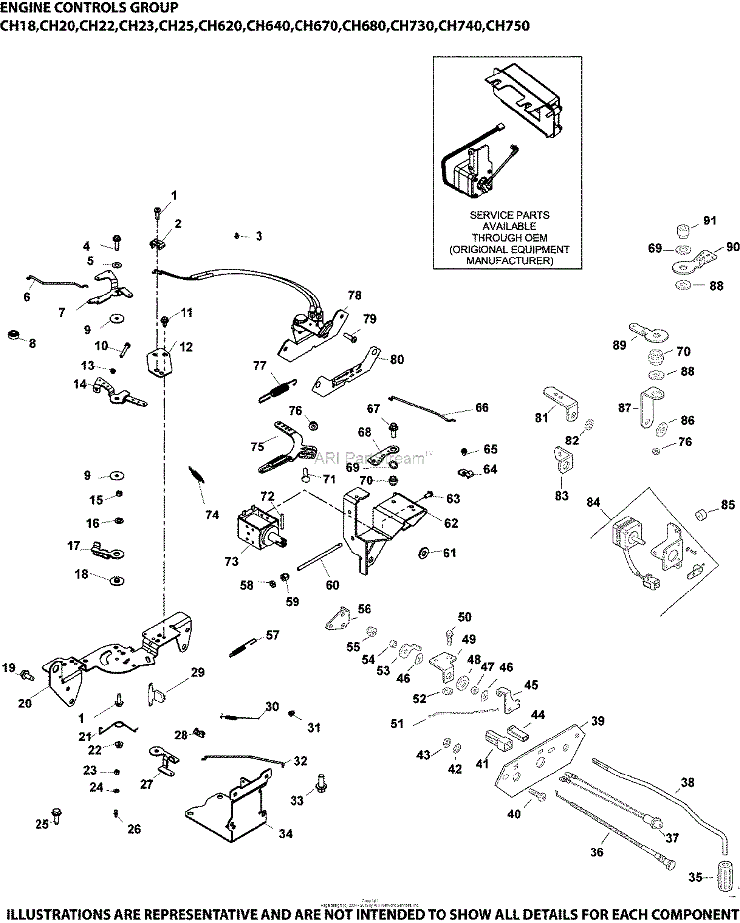 Kohler Ch620 3158 Basic Lpac Parts Diagram For Engine Controls Group 9 24 661 Ch18 750