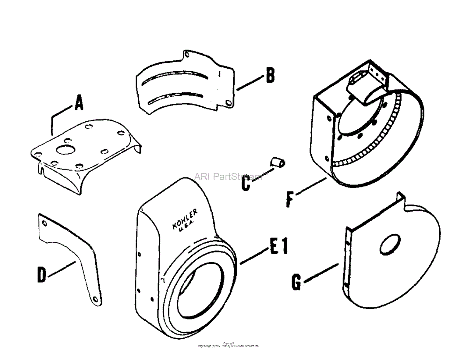 Kohler K161 28890 Basic 7 Hp 52kw Specs 2801 281298 Parts Diagram For Baffles And Shroud 3348