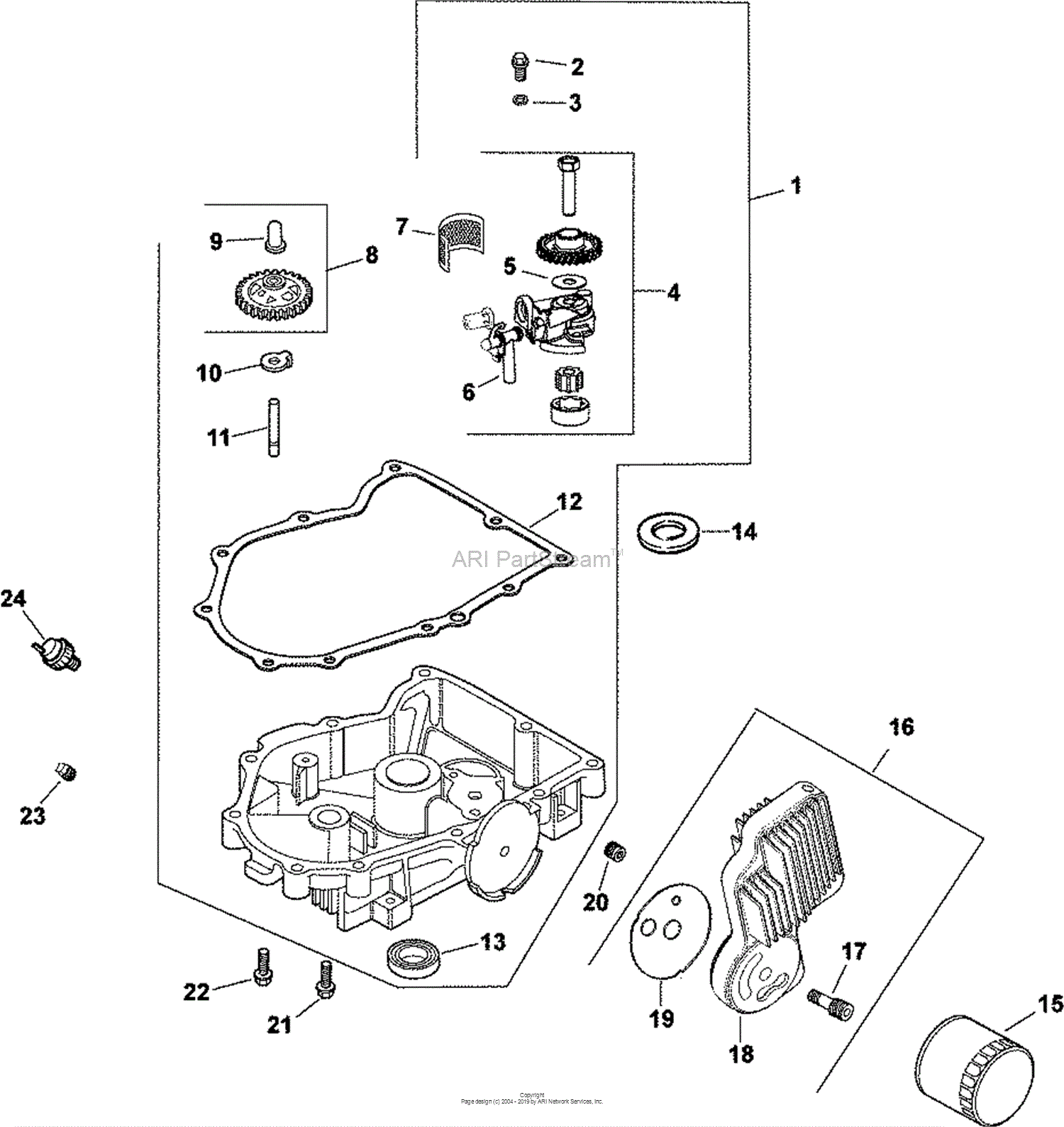 Kohler CV23-75588 DIXON 23 HP (17.2 kW) Parts Diagram for Oil Pan ...