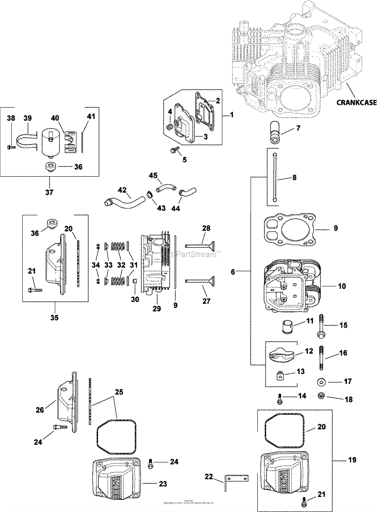 Kohler CV25-69508 BASIC 25 HP (18.61 kW) Parts Diagram for Head/Valve ...