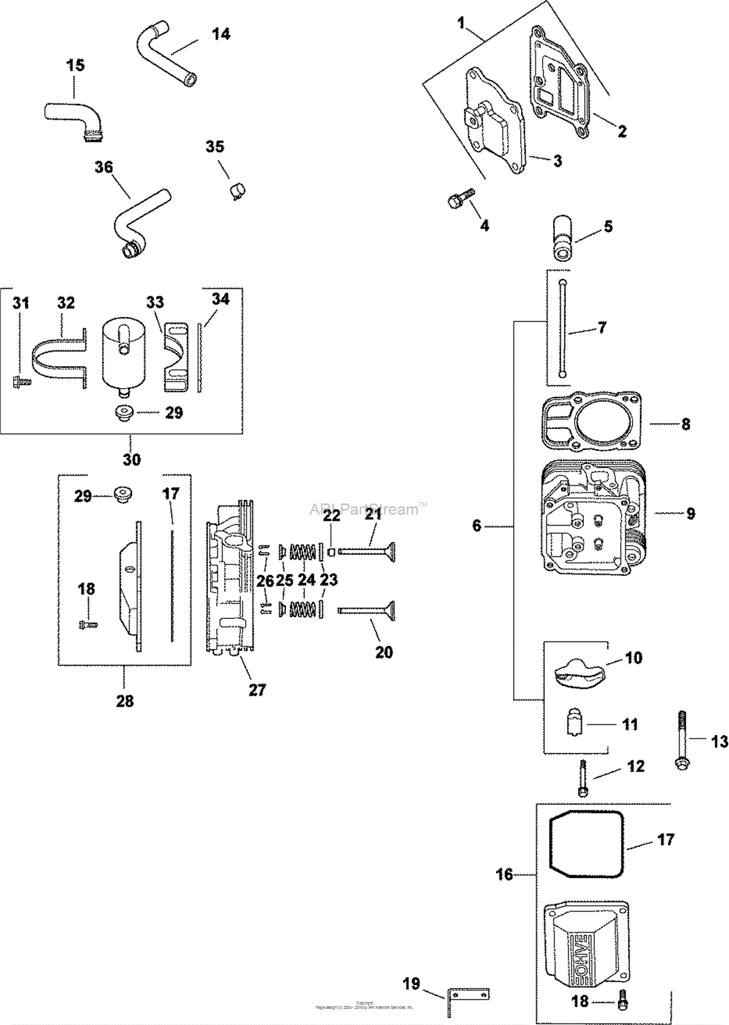 Kohler CV22-75518 FHP 23 HP (17.2 kW) Parts Diagram for Head/Valve ...