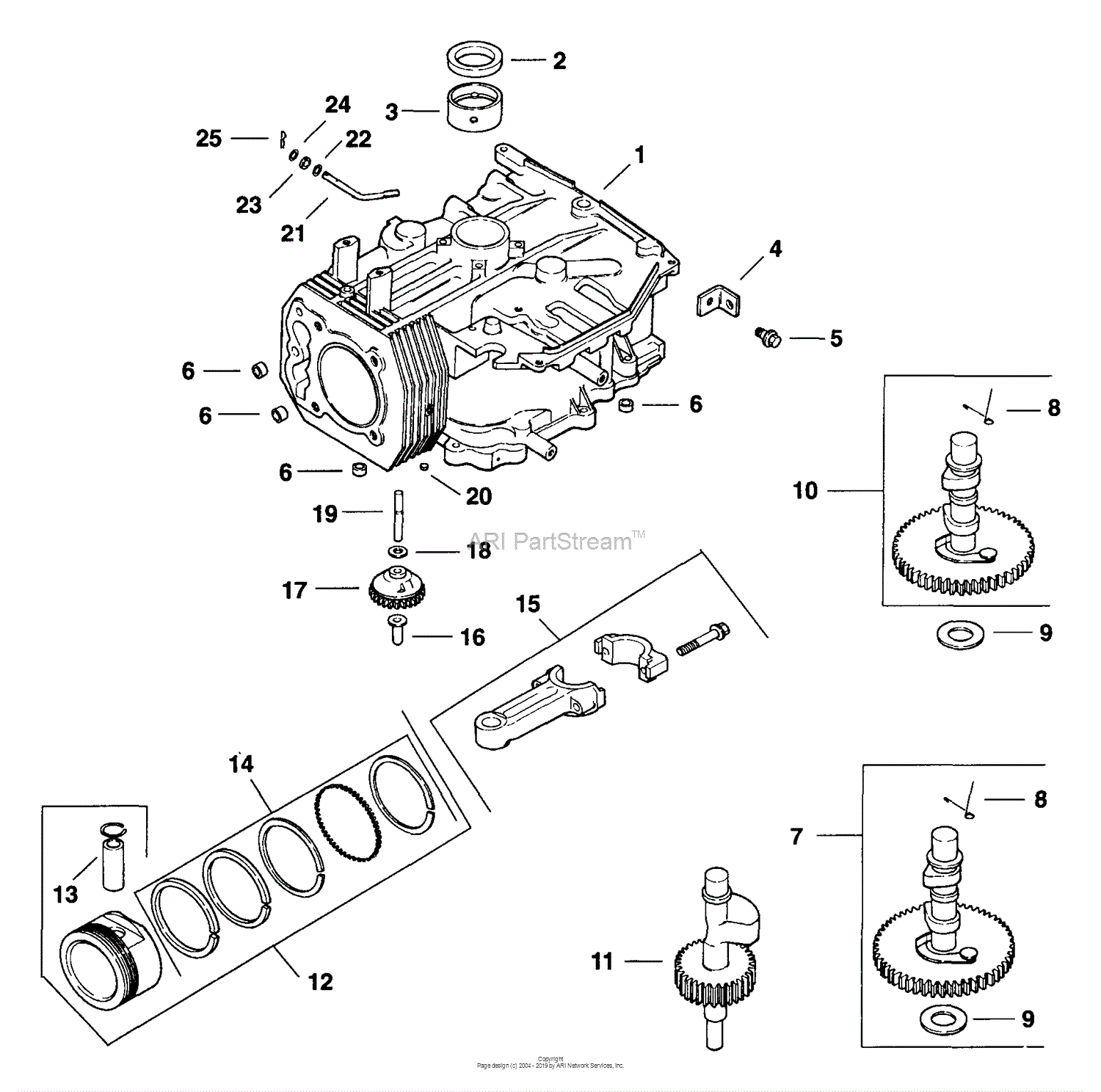 Kohler CV12.5-1257 JOHN DEERE 12.5 HP Parts Diagram for Crankcase 2-27-36