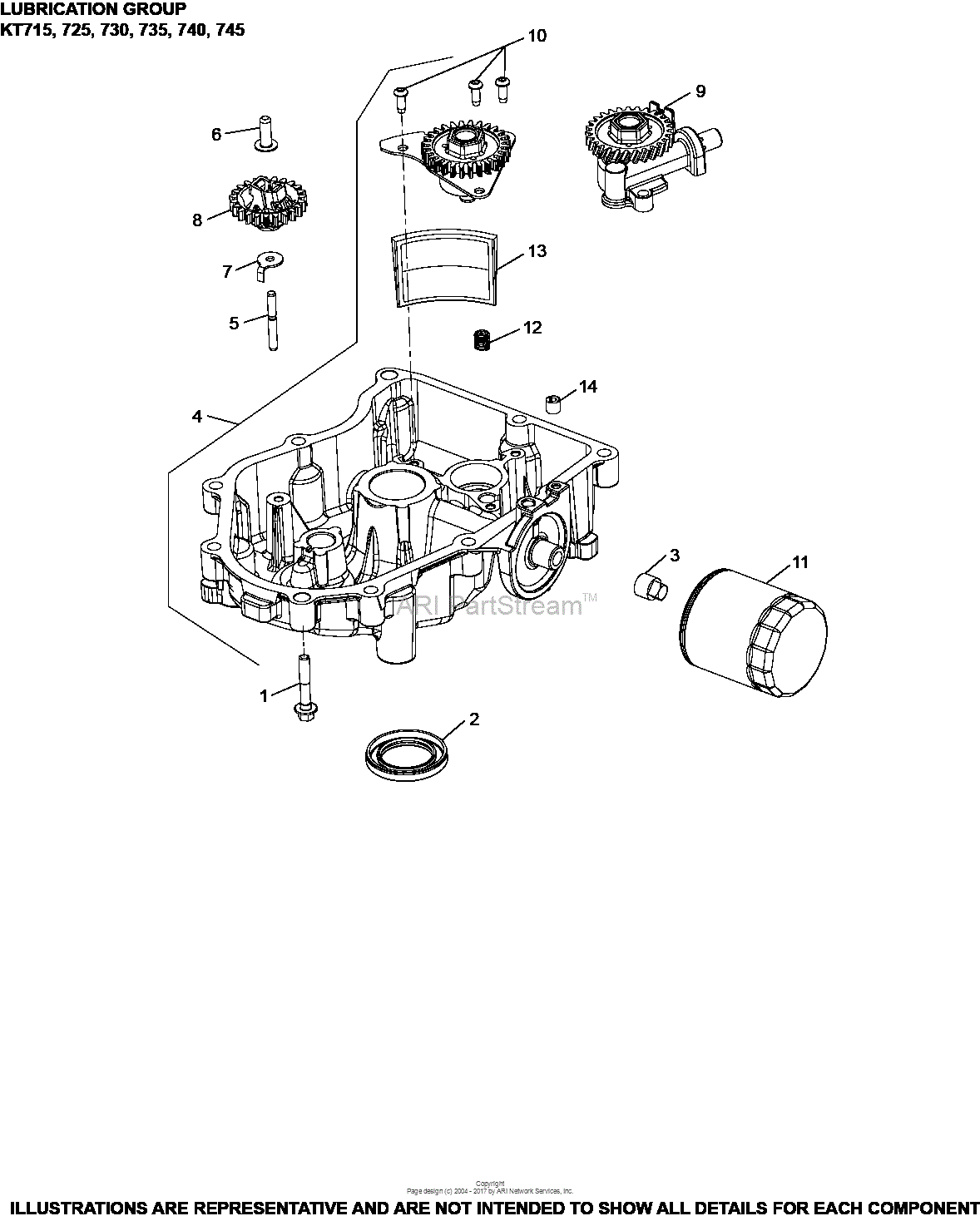 Kohler Kt725 3023 Hop 22 Hp 164 Kw Parts Diagram For Lubrication Group 3 24 45 Kt 1766