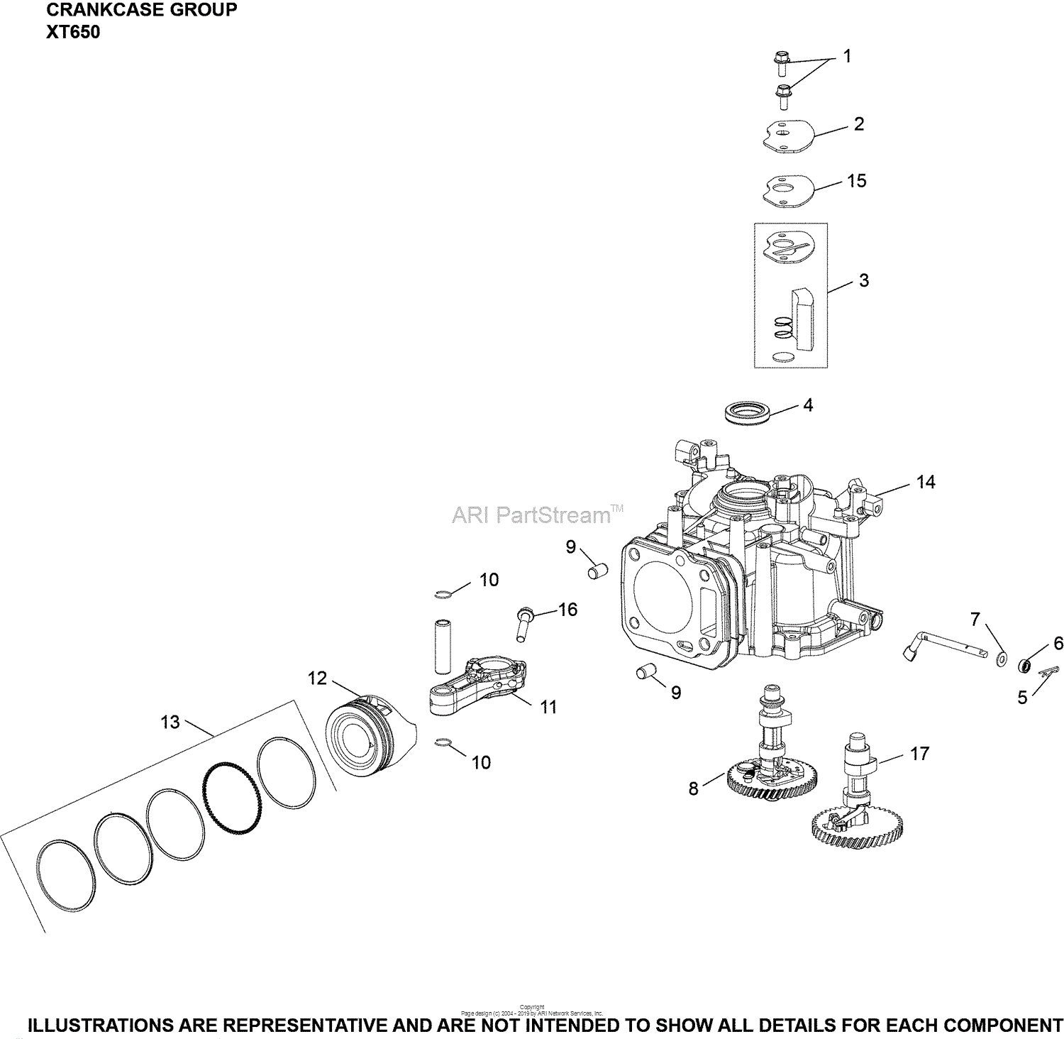 Kohler XT650-3032 HOP Parts Diagram for Crankcase