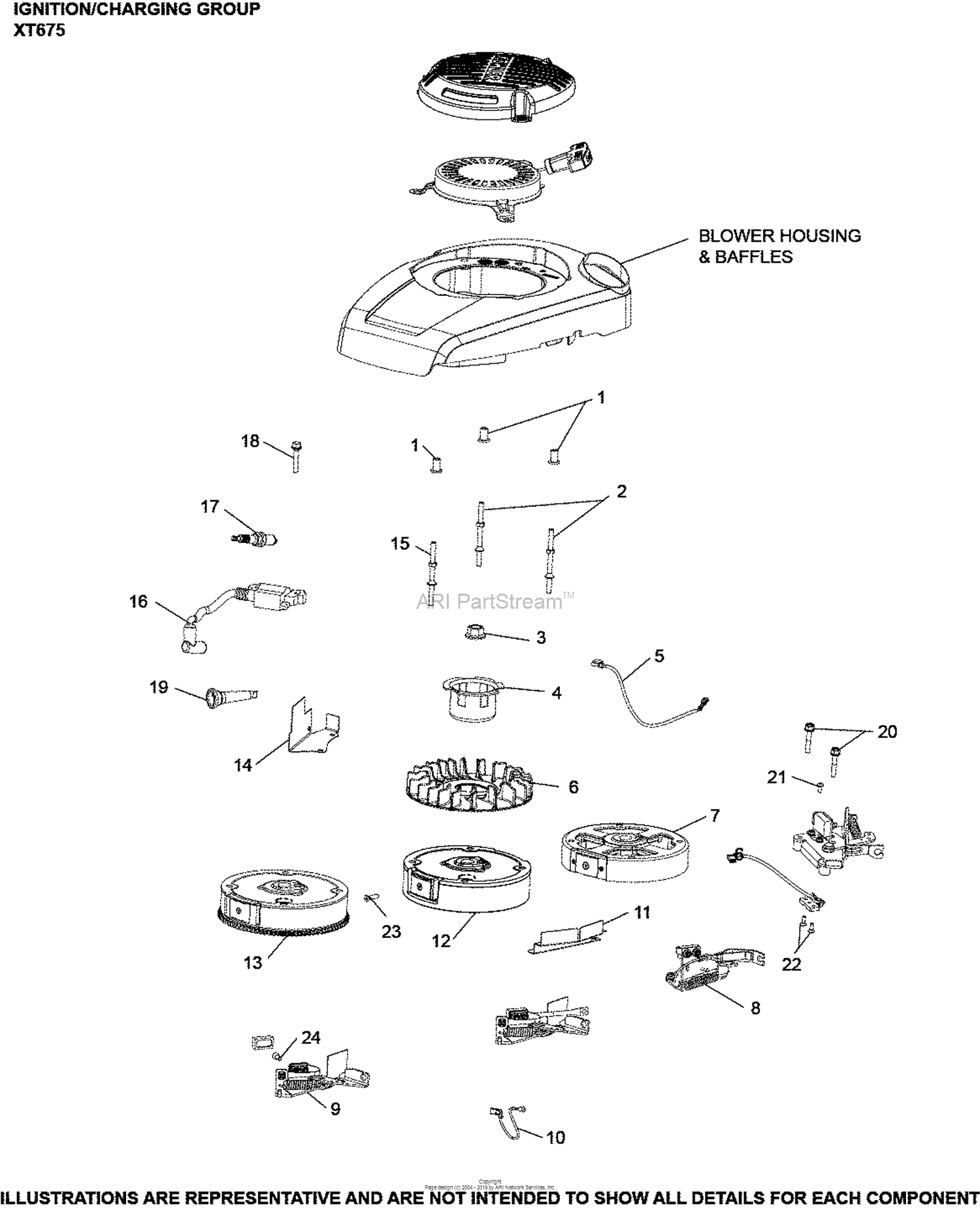 Kohler XT6753105 HOP 6.75 (9.2) ft lbs Gross Torque Parts Diagram for