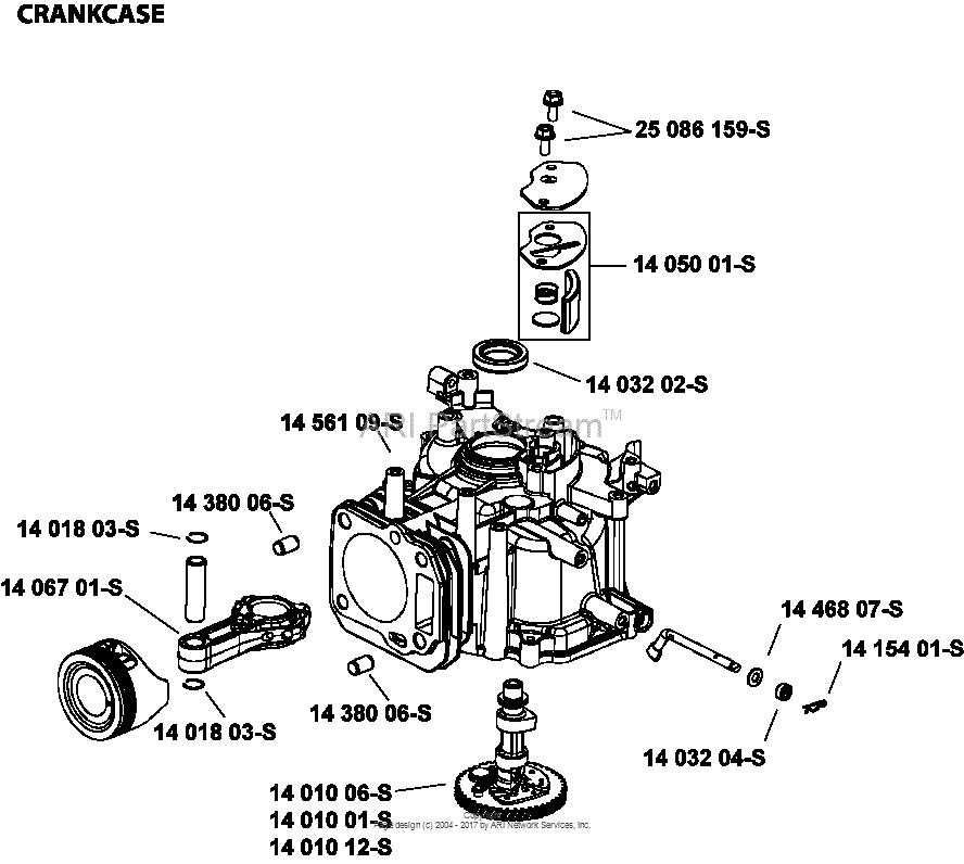 Kohler XT173-0311 HUSQVARNA 8.0 ft lbs Gross Torque Parts Diagram for Crankcase