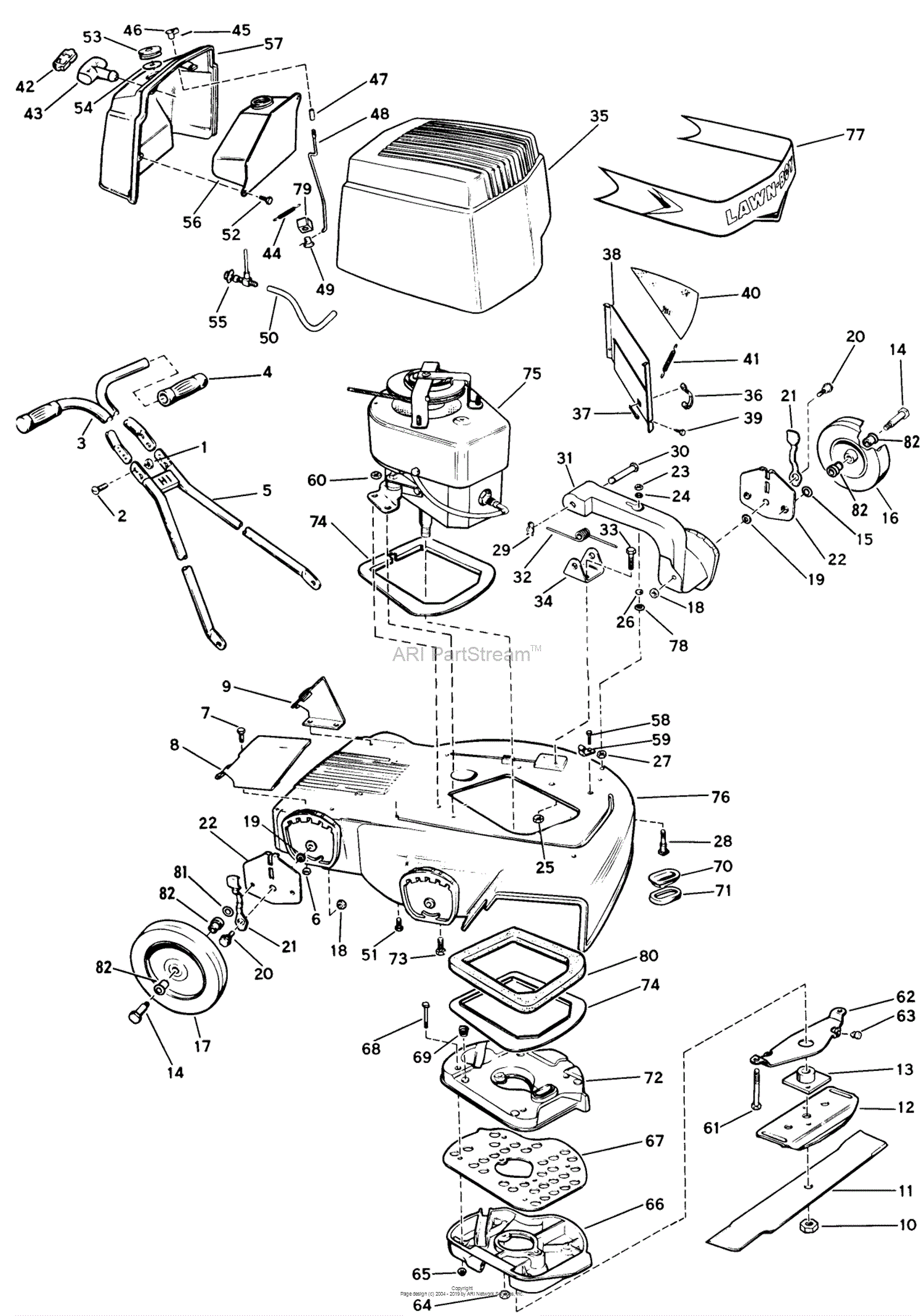 Lawn-boy 7210a, Lawnmower, 1961 (sn 100000001-199999999) Parts Diagram 