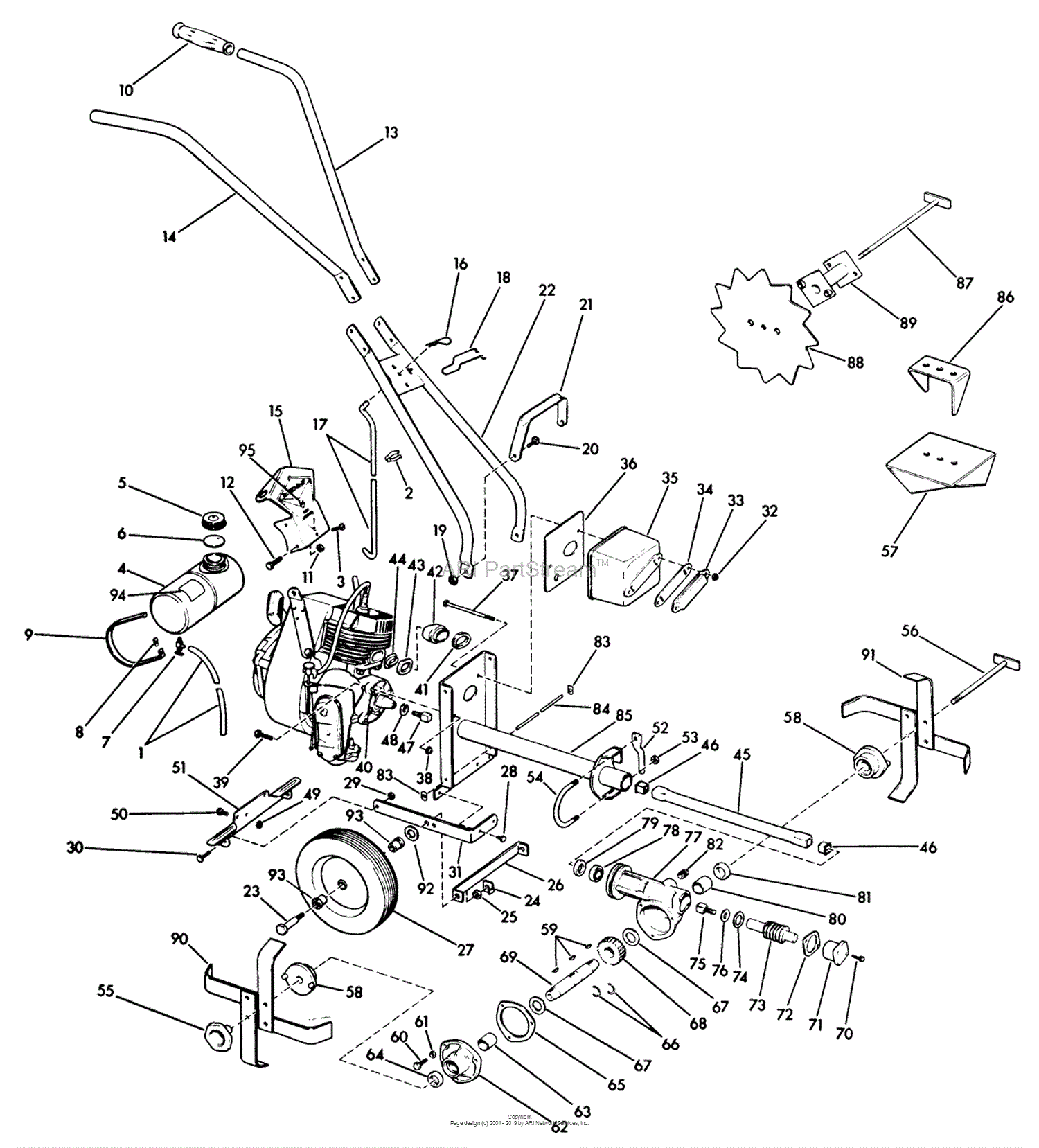 Lawn-Boy 7251, Lawnmower, 1962 (SN 200000001-299999999) Parts Diagram for  MODEL 1116 HOBBY GARDENER PARTS LIST