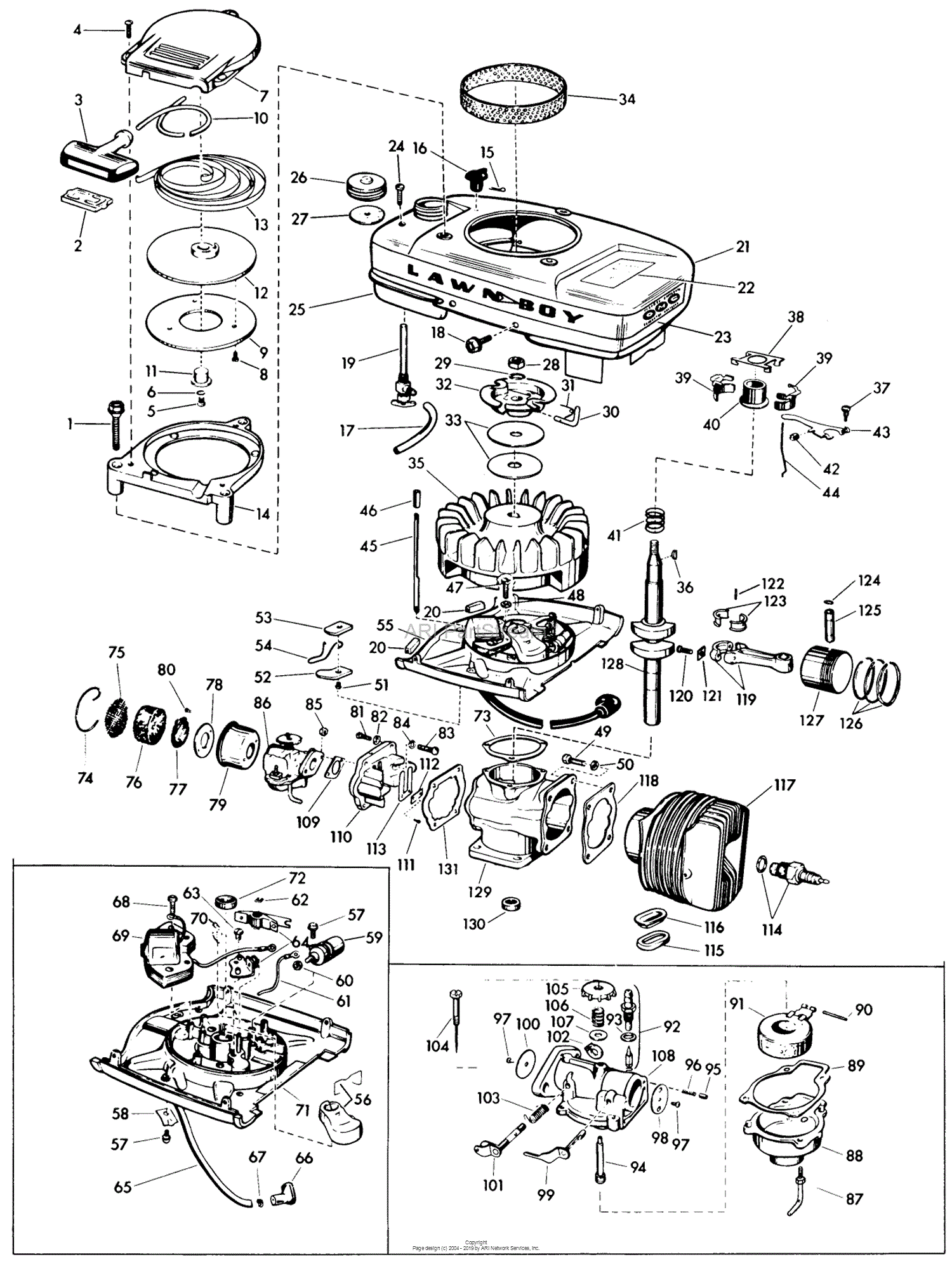 Lawn-Boy 2020, Master Gardener, 1962 (SN 200000001-299999999) Parts ...