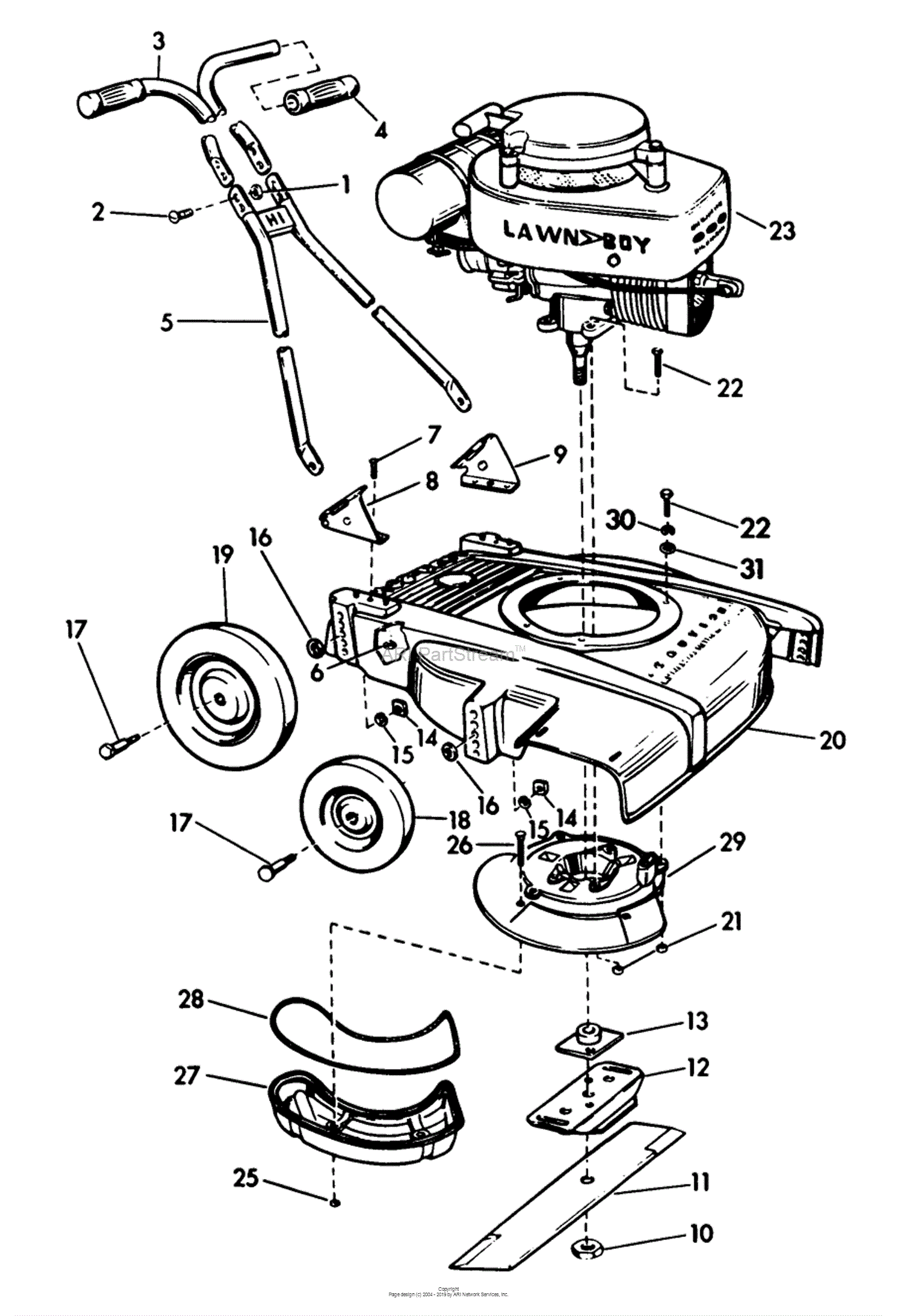 Lawn Boy 3052 Lawnmower 1964 Sn 4000001 4999999 Parts Diagram For