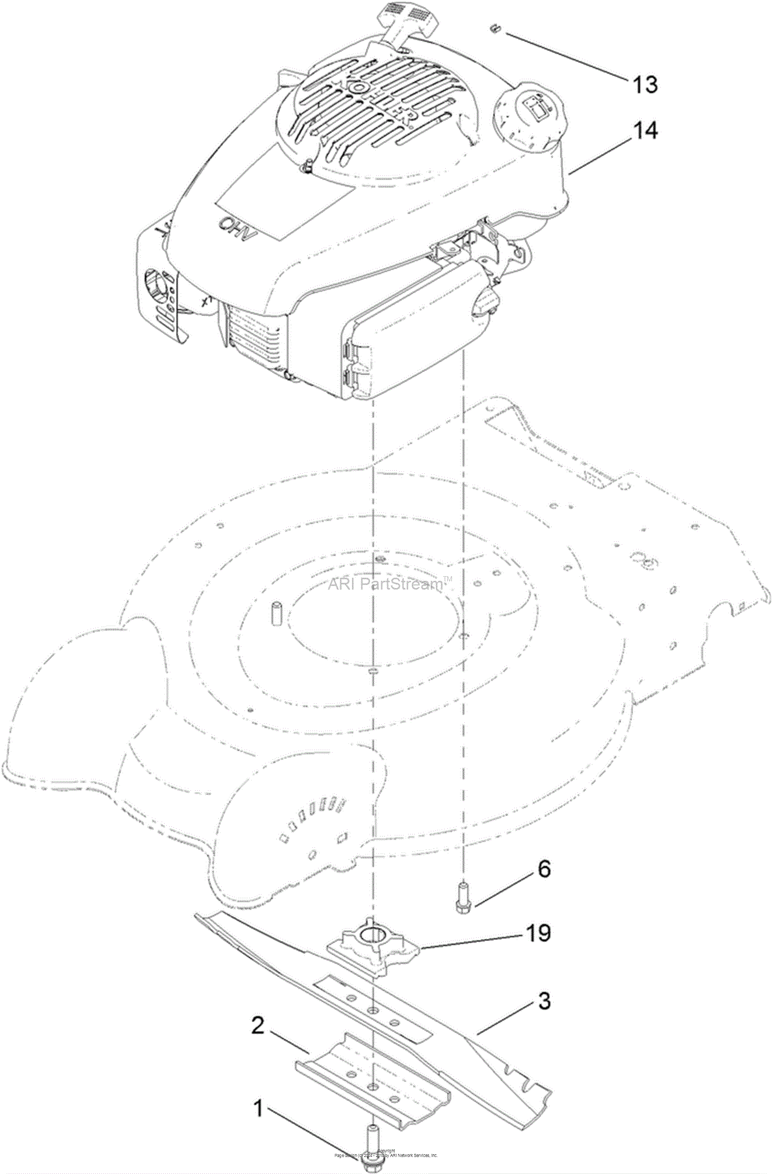 Lawn Boy 10603 20in Mulching Rear Bagging Lawn Mower 2011 SN 311000001 311999999 Parts Diagram for ENGINE AND BLADE ASSEMBLY