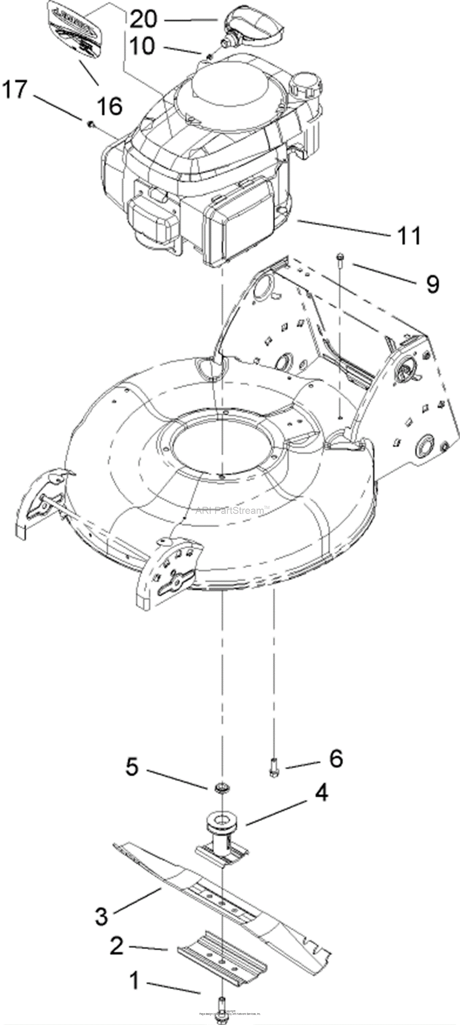 Labeled Lawn Mower Engine Diagram - Honda HRT216 SDA LAWN MOWER, USA