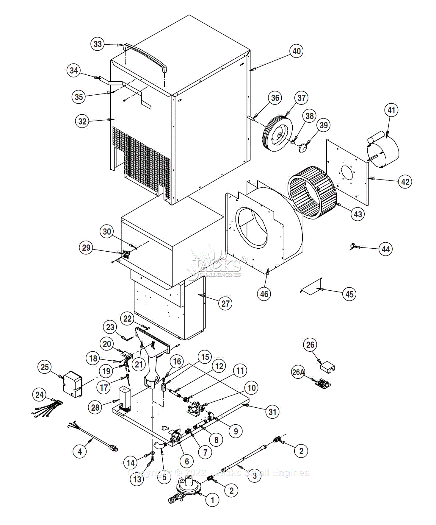 LB White PREMIER SERIES 290A TENT HEATER Parts Diagram for Parts List