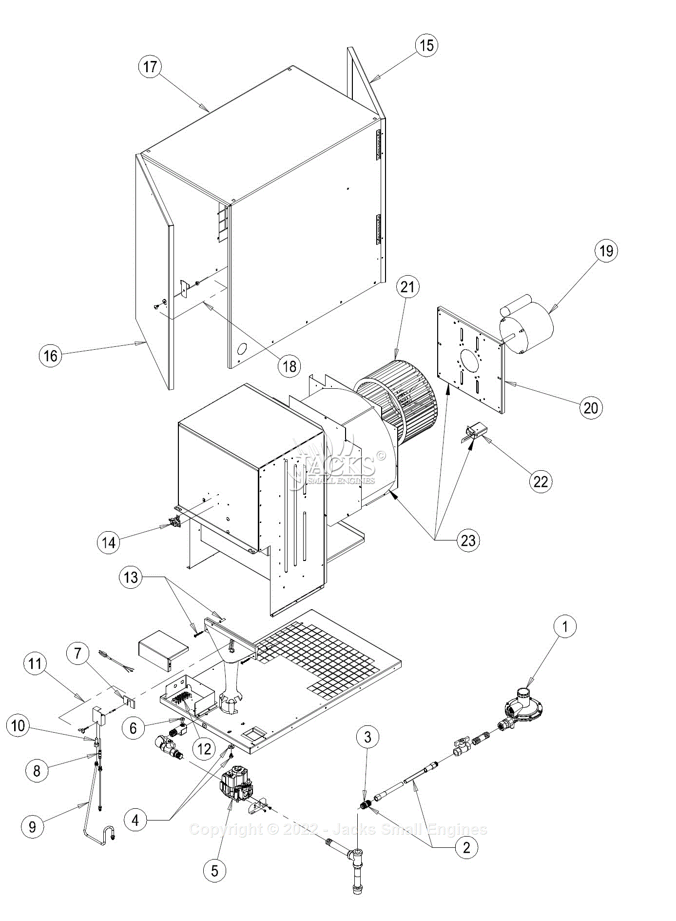 LB White GUARDIAN 250 PILOT FORCED AIR HEATER Parts Diagram for Parts List