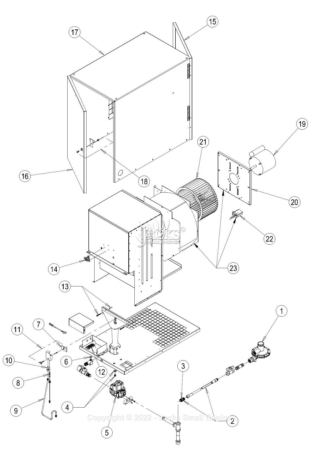 LB White GUARDIAN 250 PILOT FORCED AIR HEATER Parts Diagram for Parts List