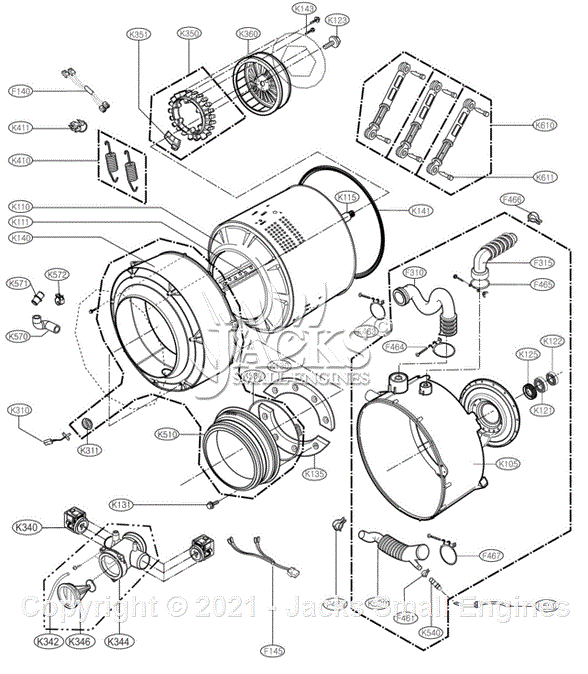 LG WM2077CW Parts Diagram for DRUM AND TUB ASSEMBLY