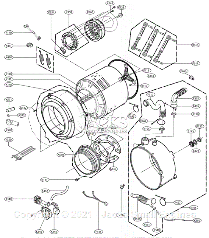 Lg Wm2301hw Parts Diagram For Drum And Tub Assembly 9524