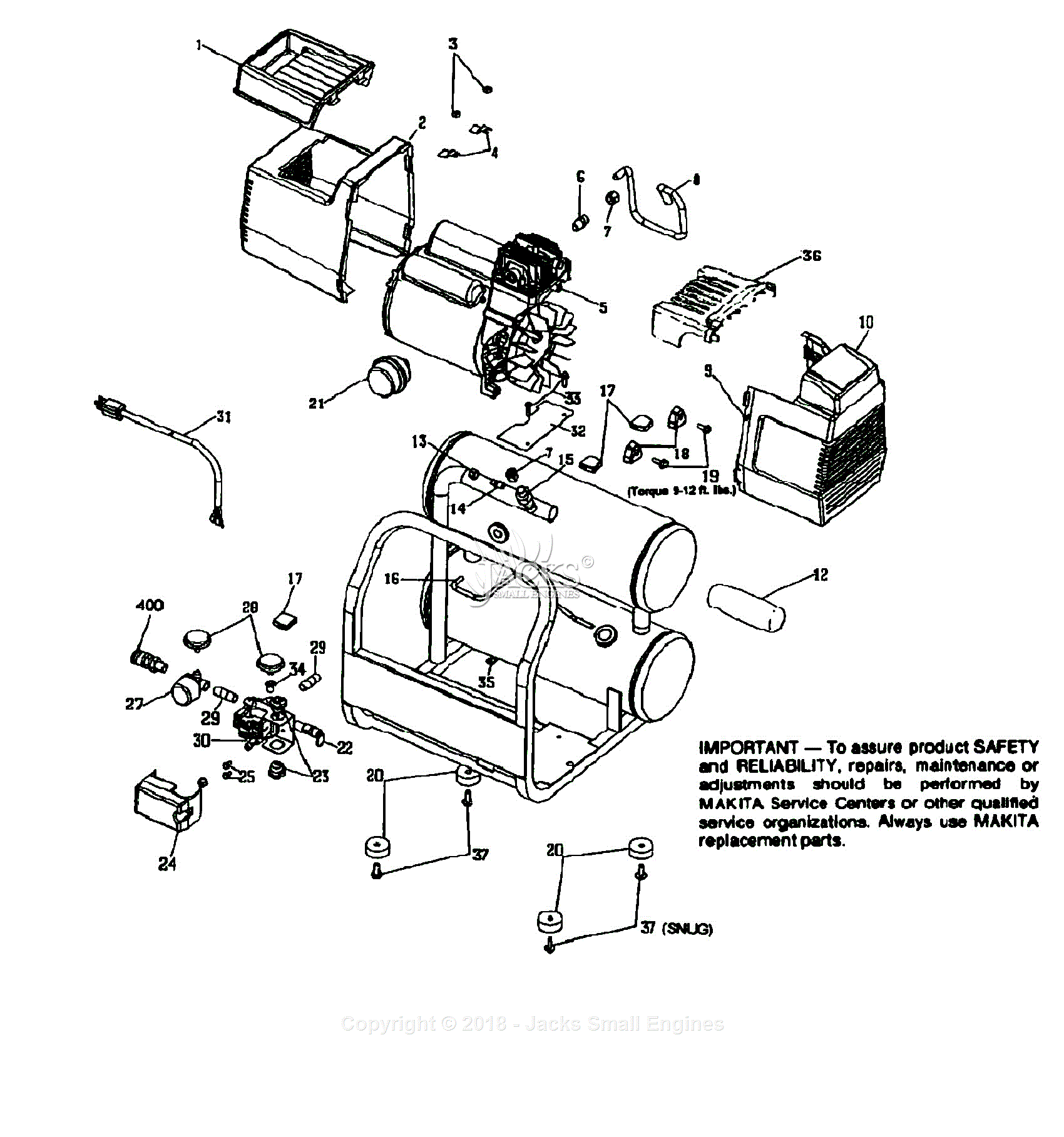 Makita MAC2200 Parts Diagram for Assembly 1