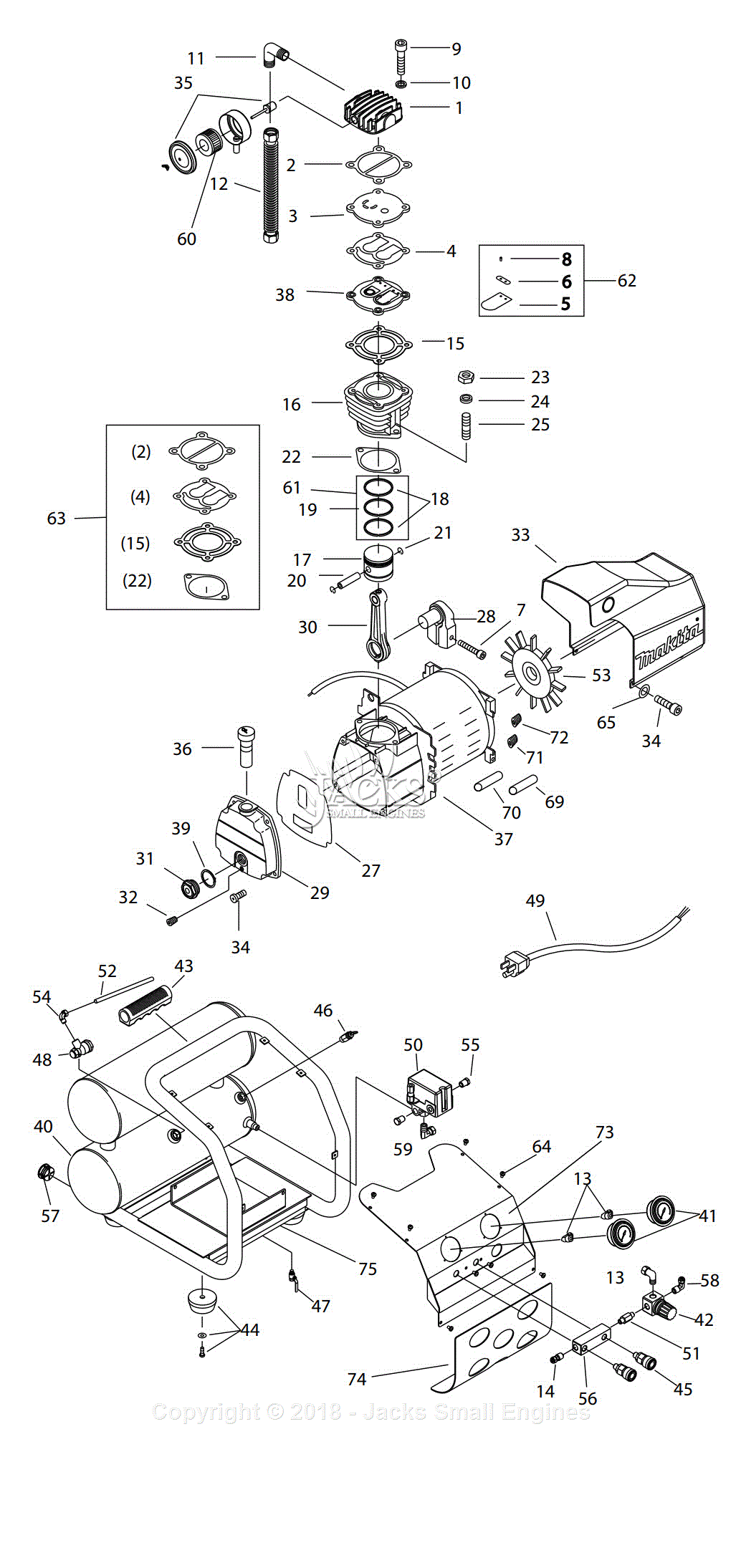Makita MAC2400 Parts Diagram for Assembly 1