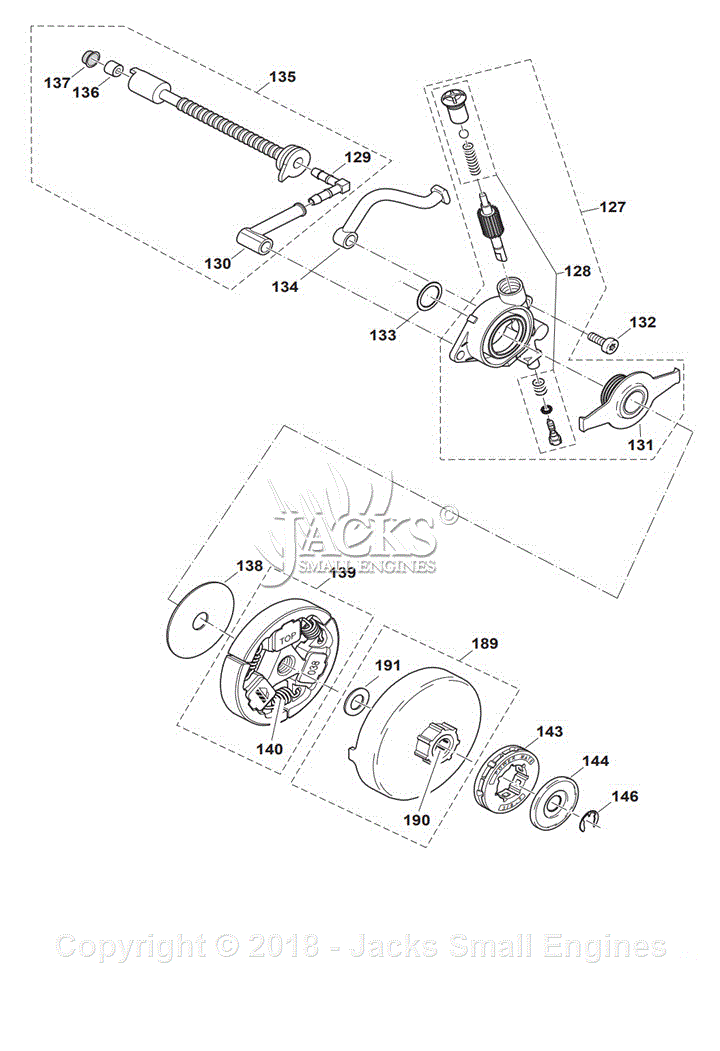 Makita DCS6421 Parts Diagram for Assembly 6 - Oil Pump, Clutch