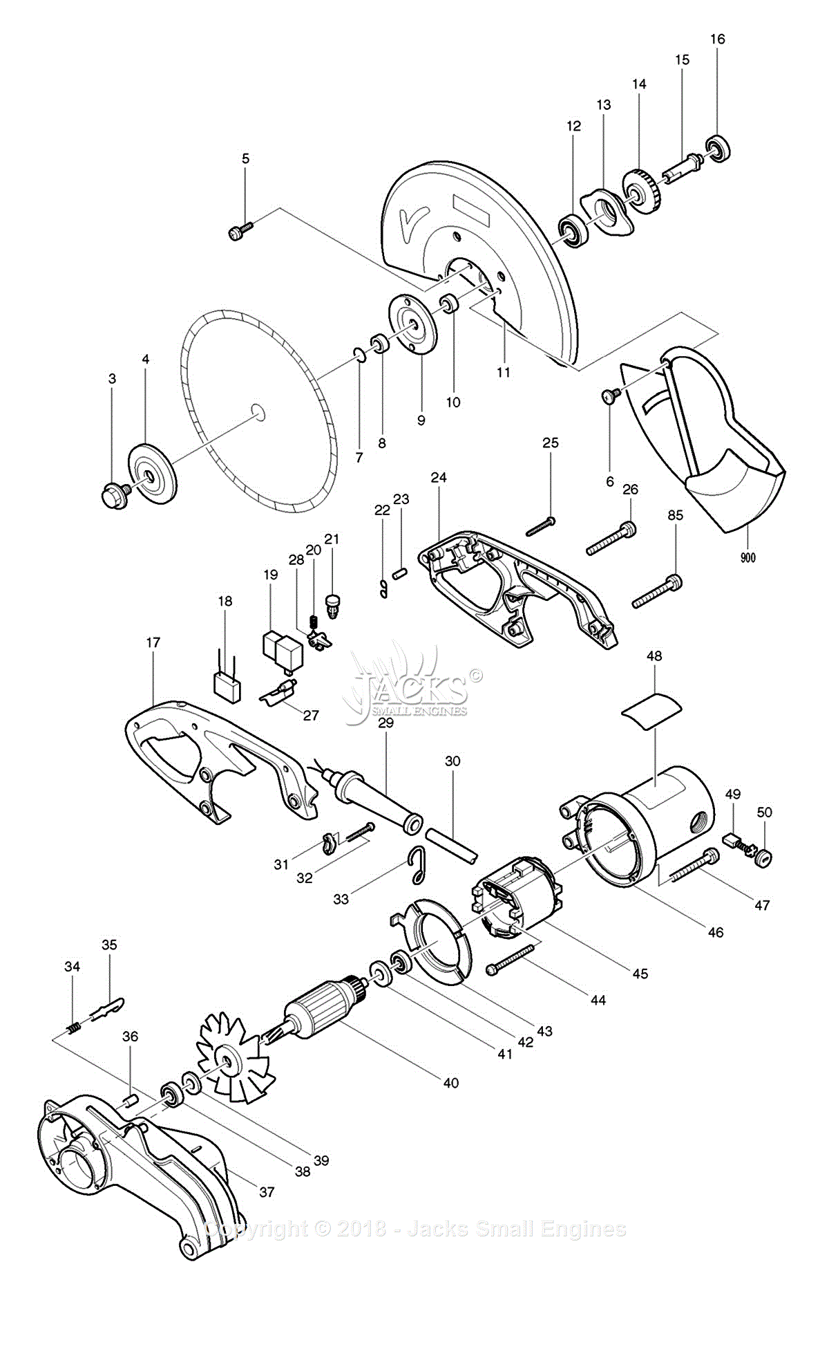 Makita 2414B Parts Diagram for Assembly 1