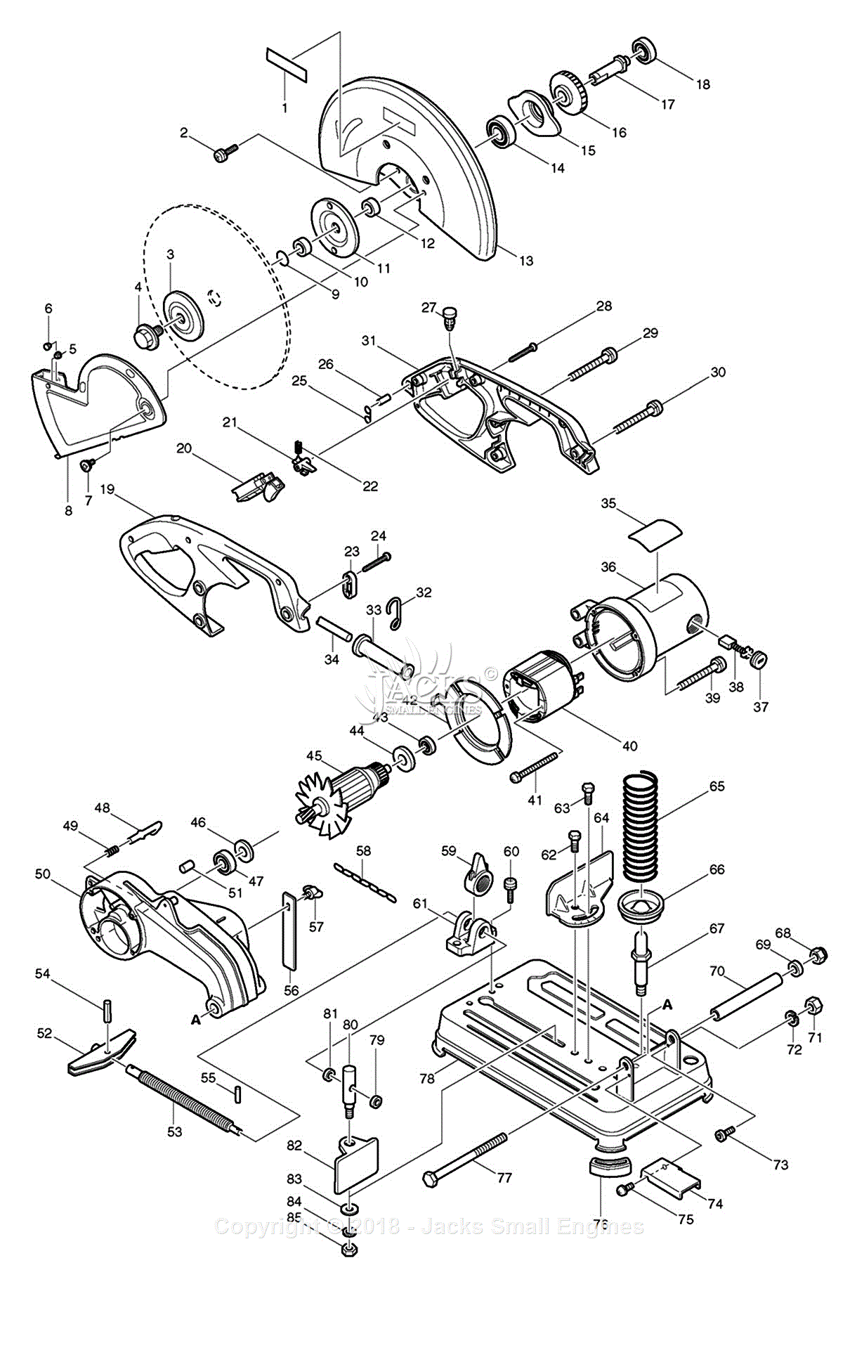 Makita 2414DB Parts Diagram for Assembly 1