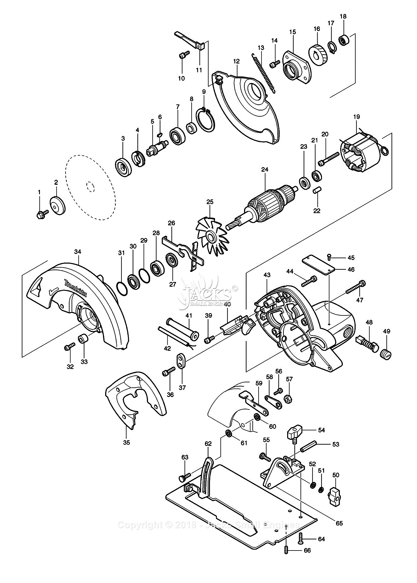 Makita 5008NB Parts Diagram for Assembly 1