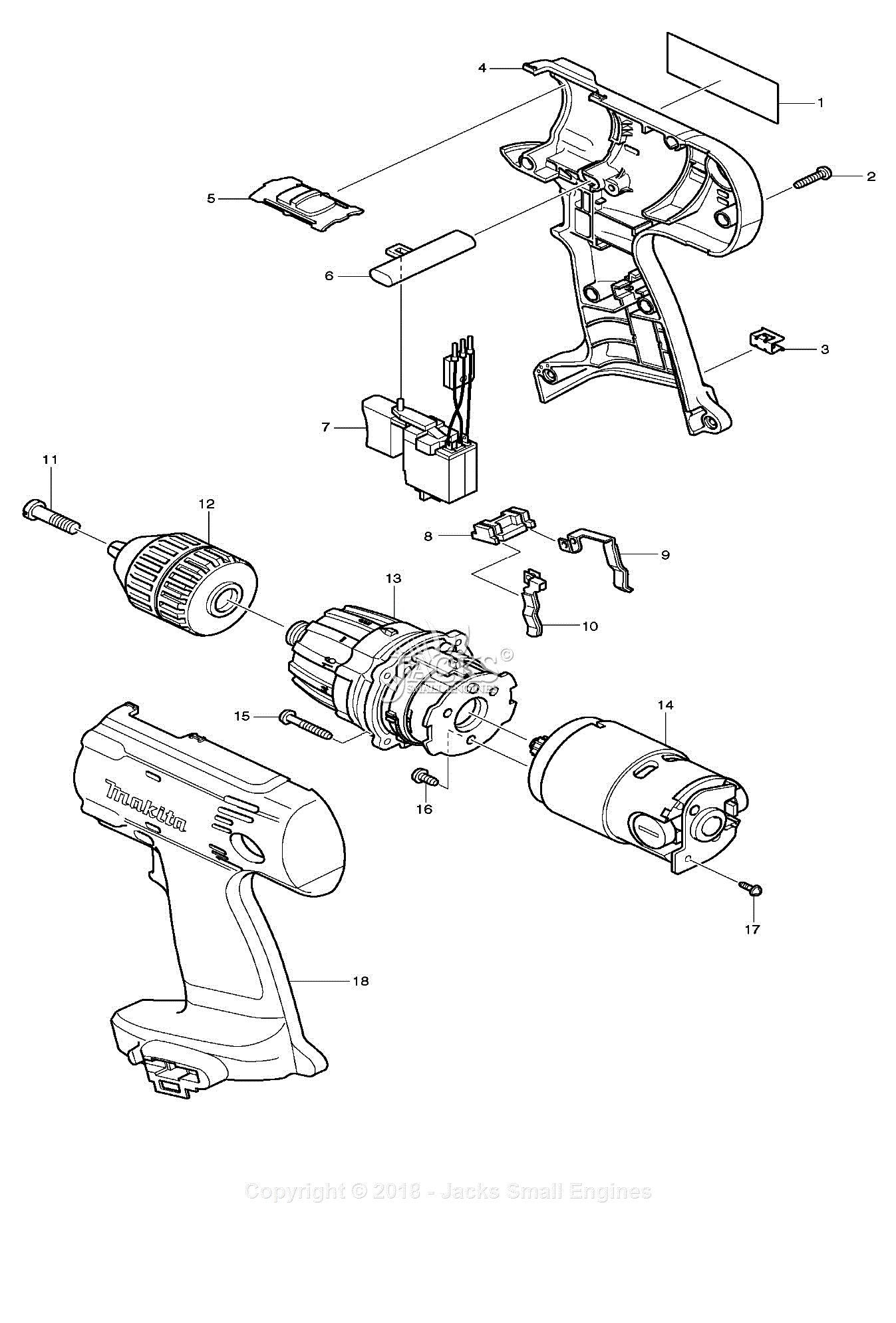 Makita 6236D Parts Diagram for Assembly 1