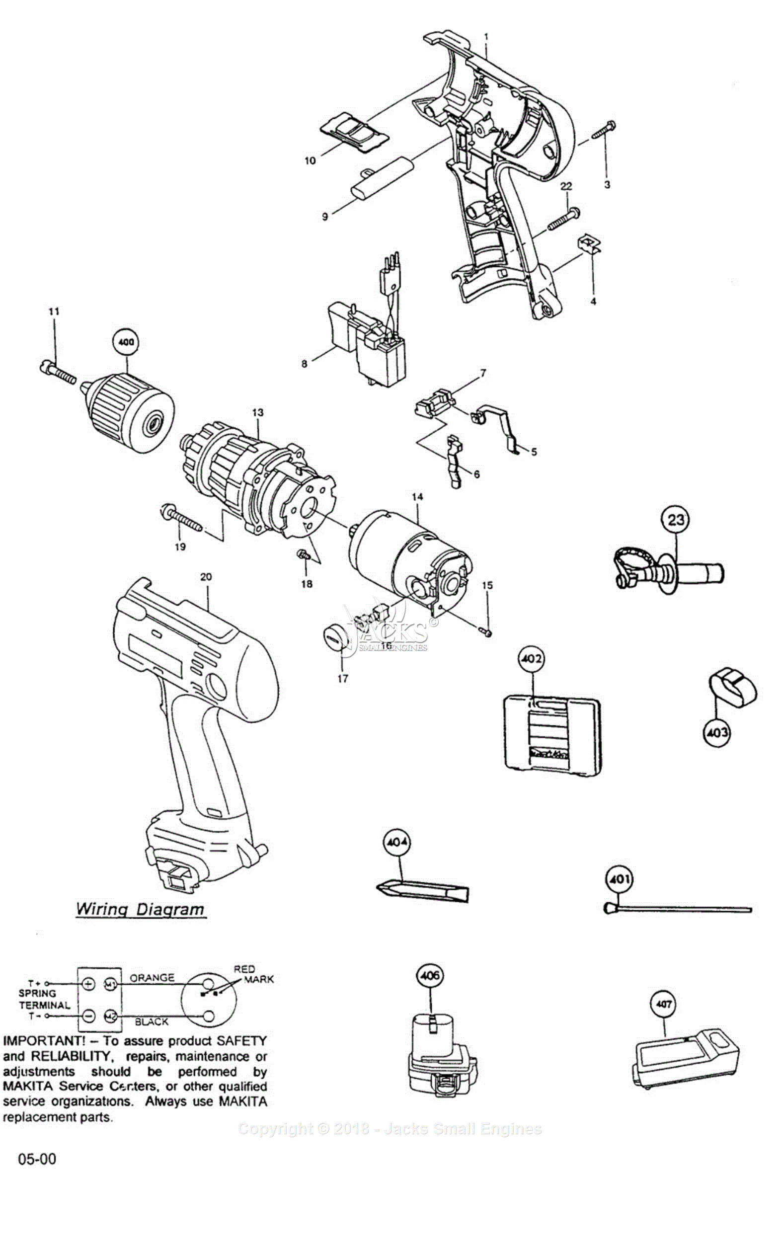 Makita 8413DWDE Parts Diagram for Assembly 1