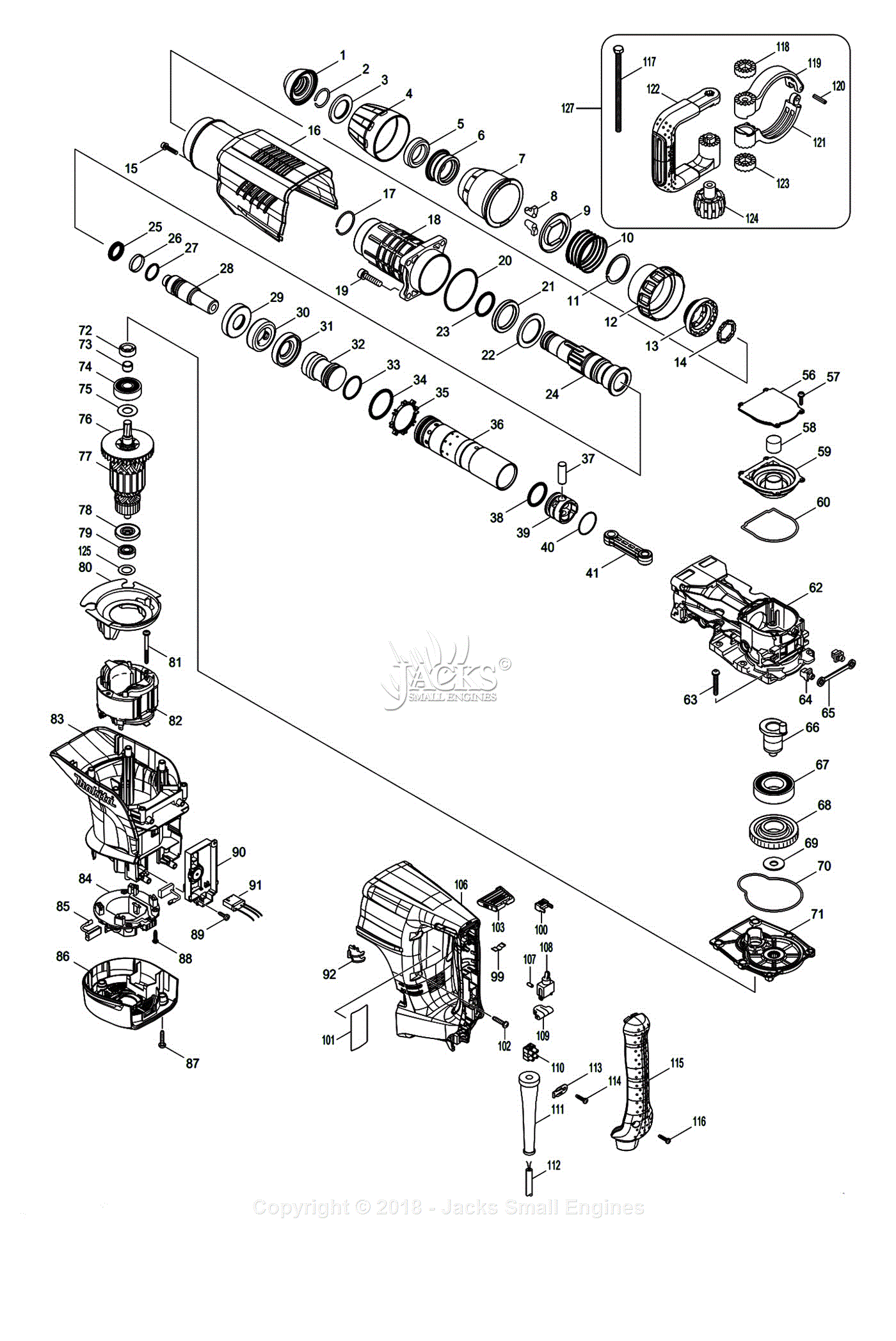veerboot Wijde selectie scheidsrechter Makita HM1203C Parts Diagram for Assembly 1