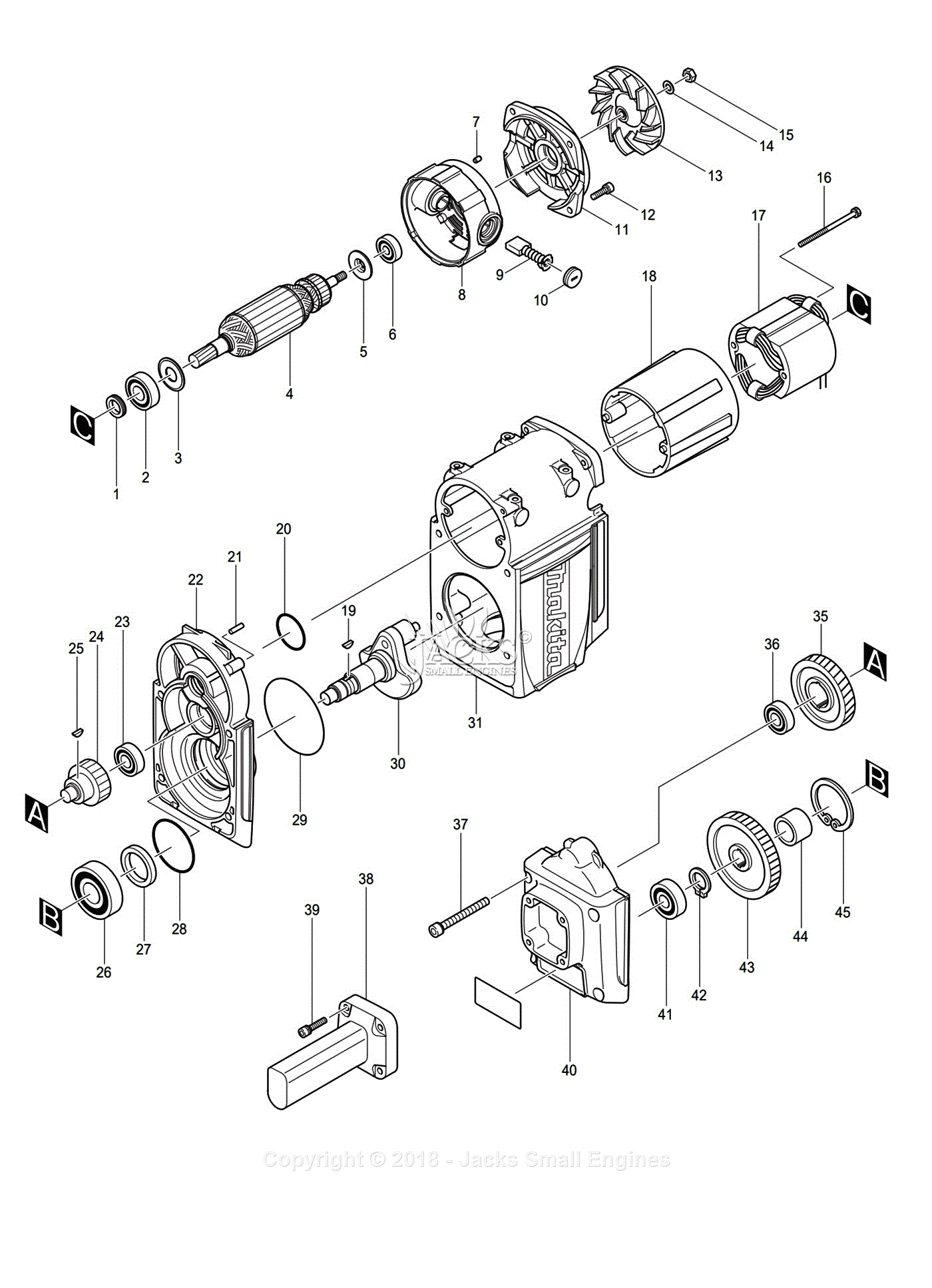 Vast en zeker Moderniseren breedtegraad Makita HM1810 Parts Diagram for Assembly 1
