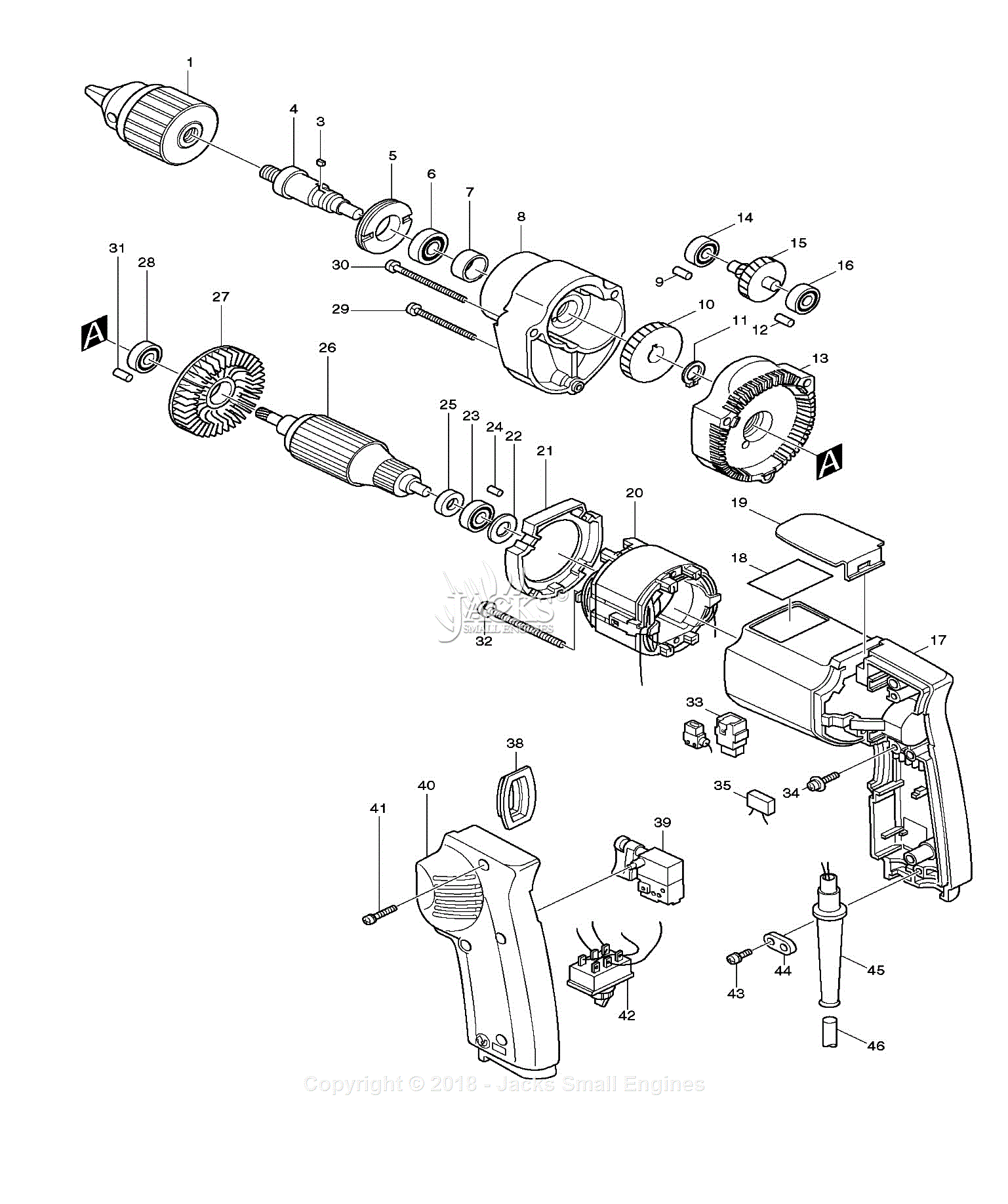 Makita 6402 Parts Diagram for Assembly 1