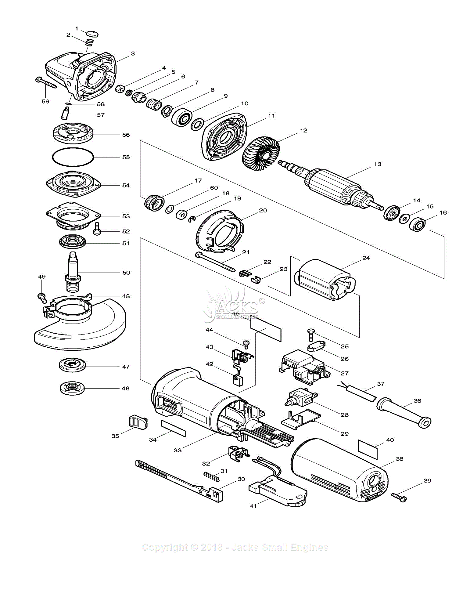 Makita 9563CV Parts Diagram for Assembly 1