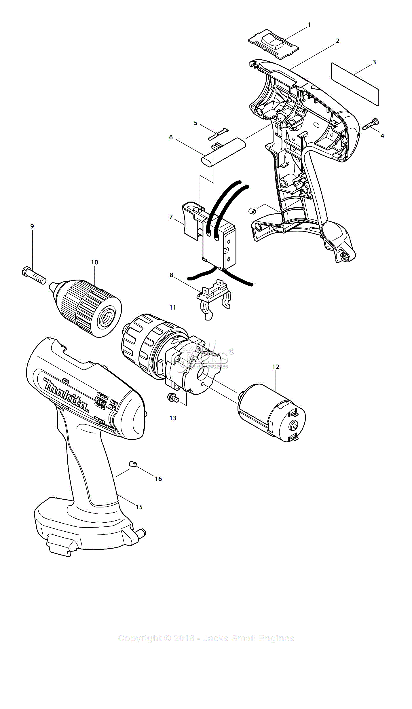 Makita 8390DWPLE Parts Diagram for Assembly 1