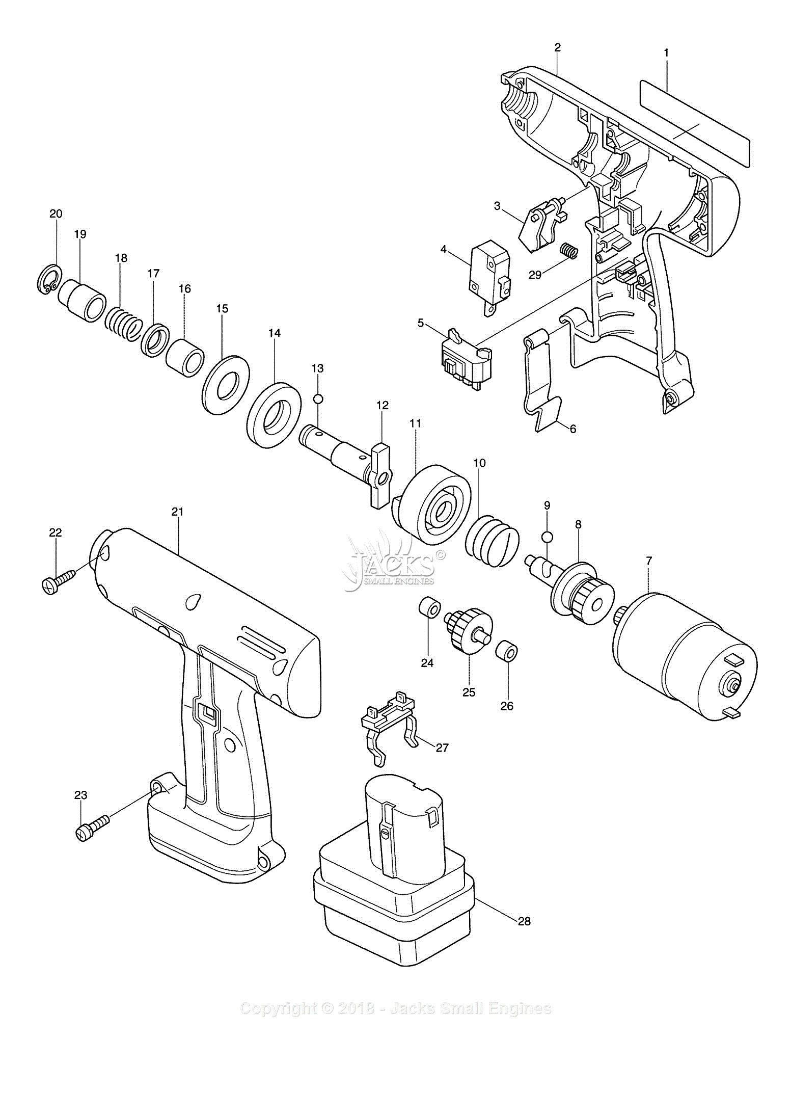 Makita 6901D Parts Diagram for Assembly 1