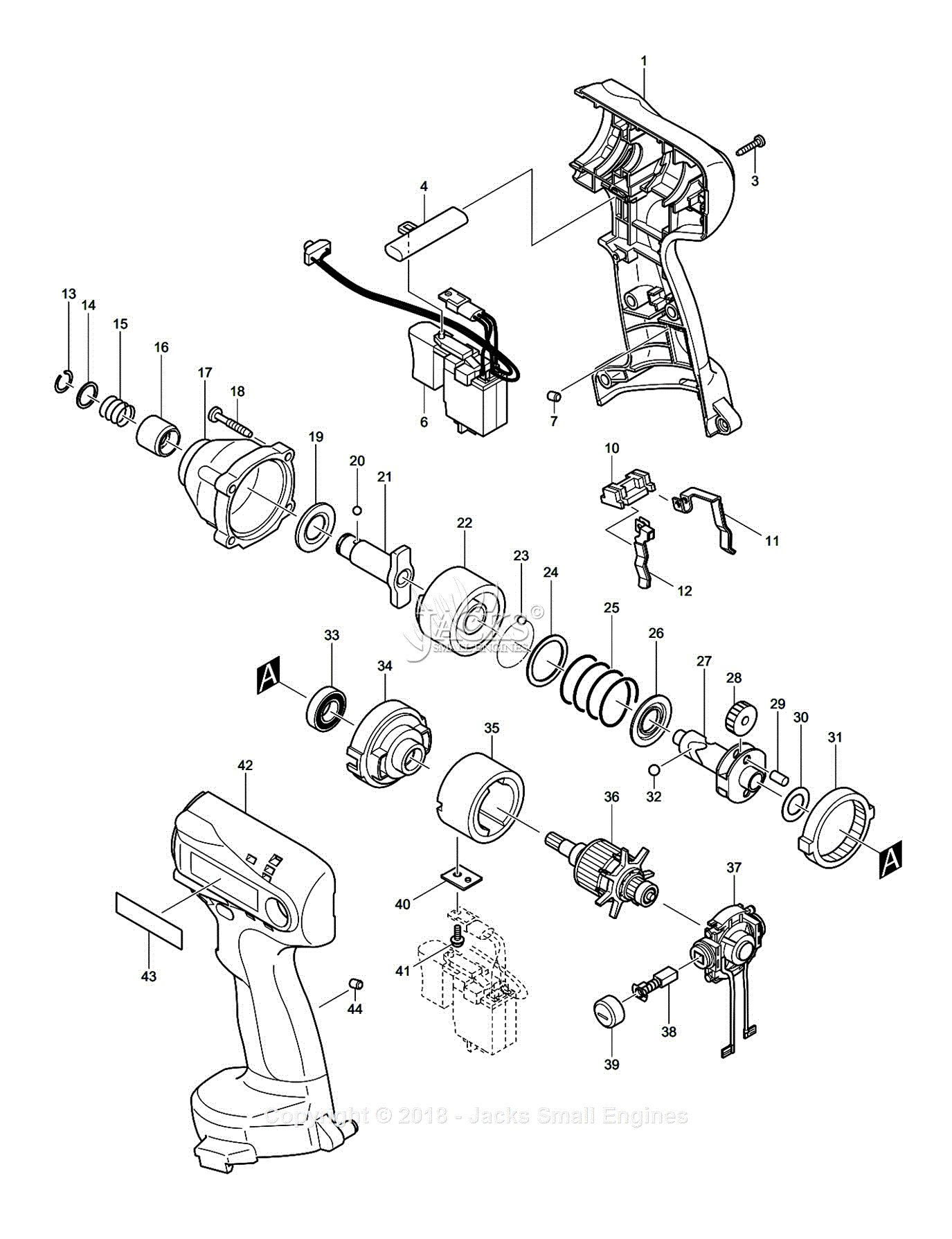 Makita 6916FDWDE Parts Diagram for Assembly 1