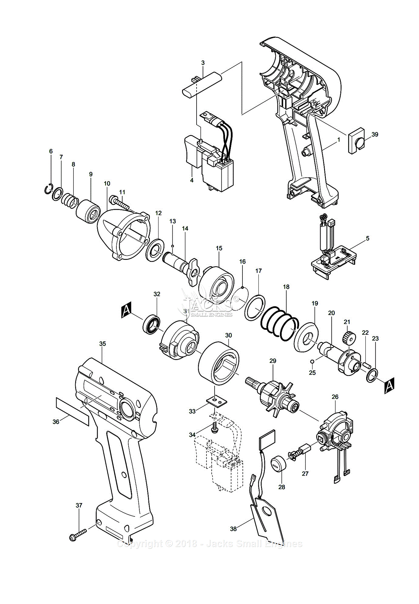 Makita BTD062Z Parts Diagram for Assembly 1